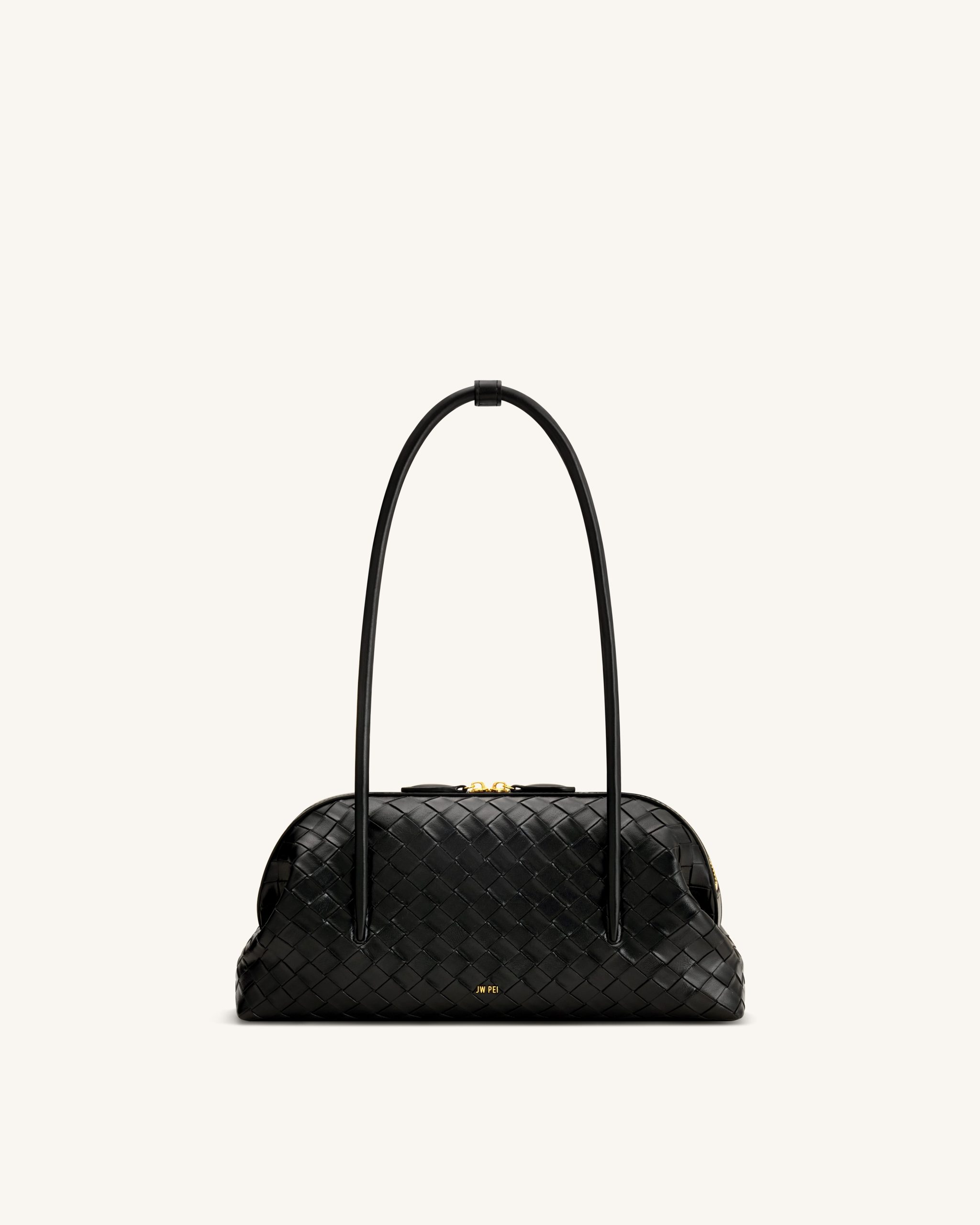Aveline Woven Textured Shoulder Bag - Black