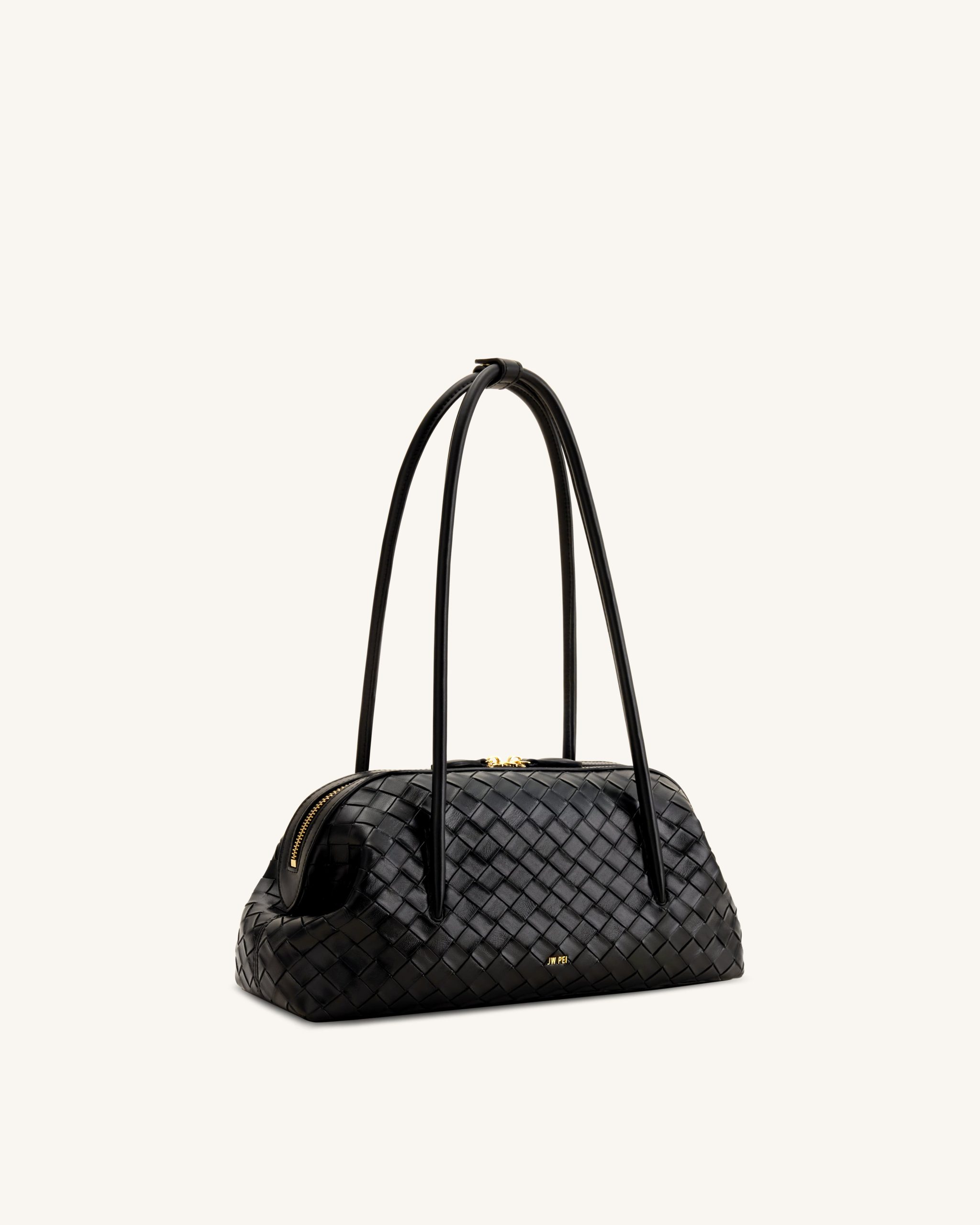 Aveline Woven Textured Shoulder Bag - Black - Image 2
