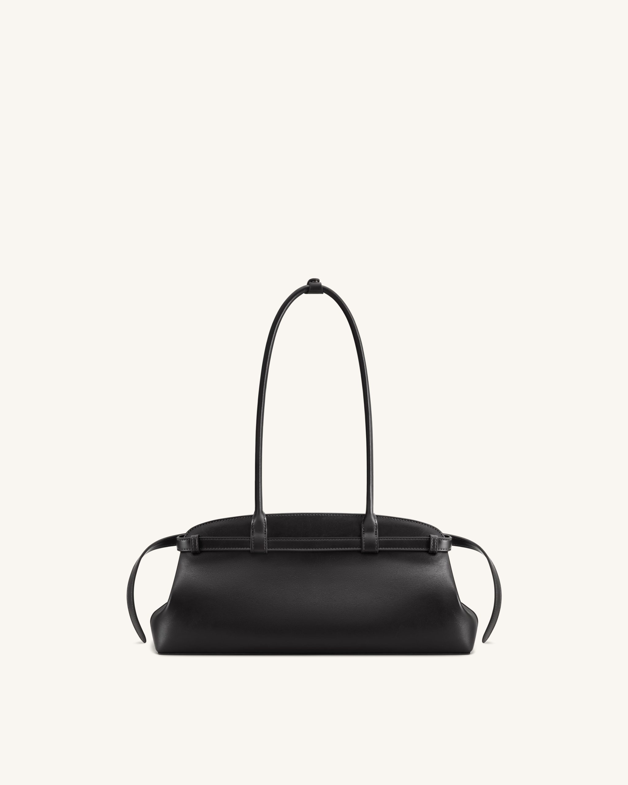 Arden Belt Detail East-West Shoulder Bag - Black - Image 3