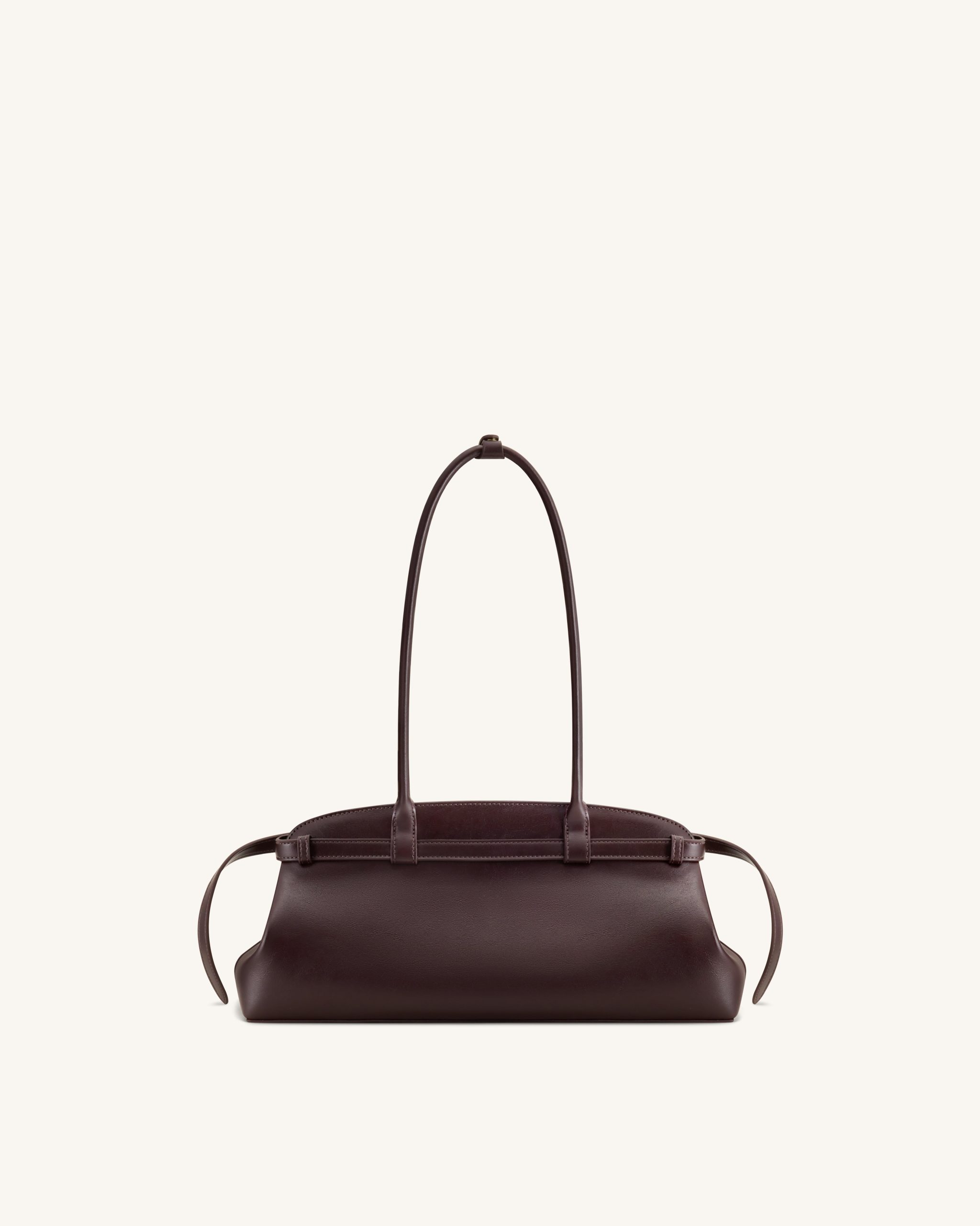 Arden Belt Detail East-West Shoulder Bag - Dark Brown - Image 3