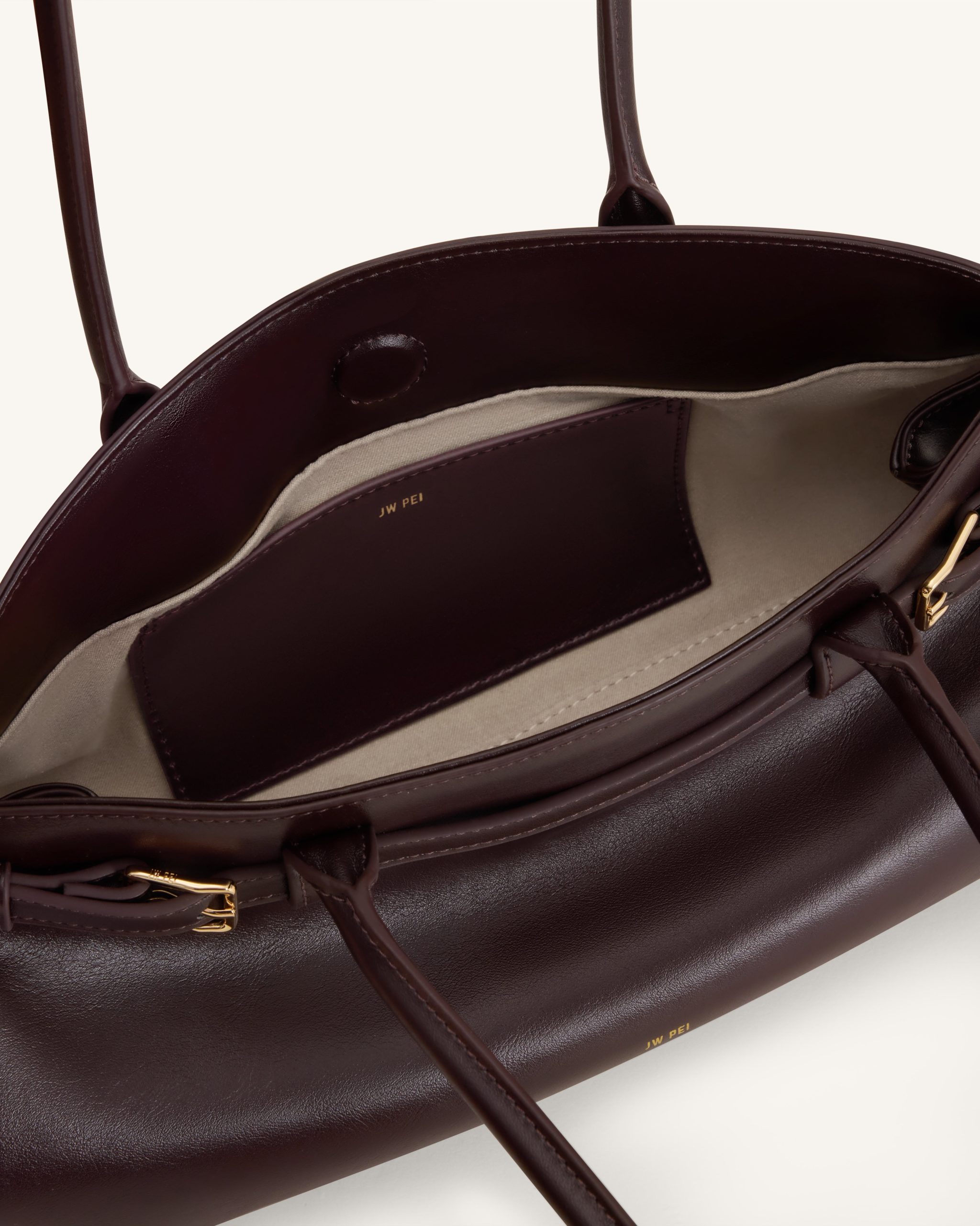 Arden Belt Detail East-West Shoulder Bag - Dark Brown - Image 4