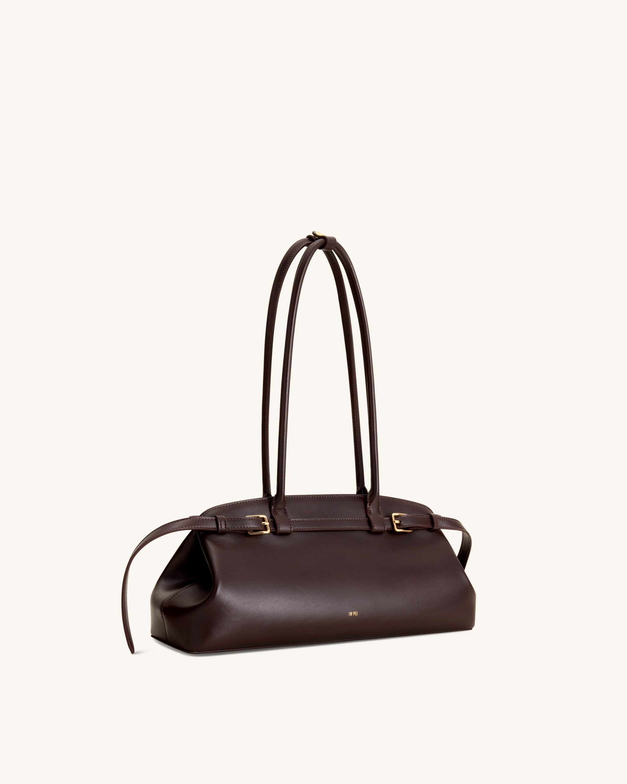 Arden Belt Detail East-West Shoulder Bag - Dark Brown - Image 2