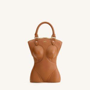 Tara Sculpted Handle Bag - Brown