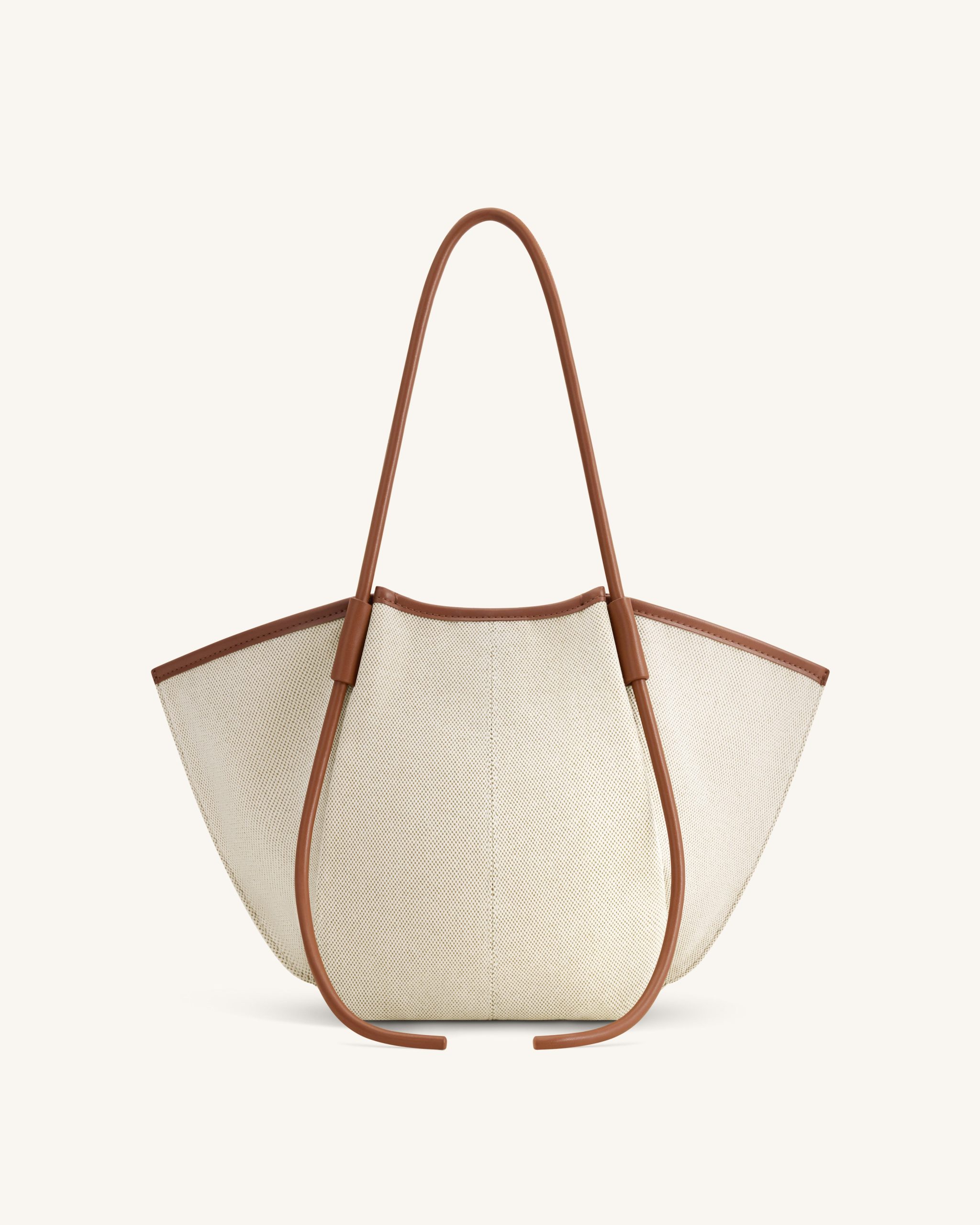 Nala Wide Tote Bag - Brown Canvas - Image 3