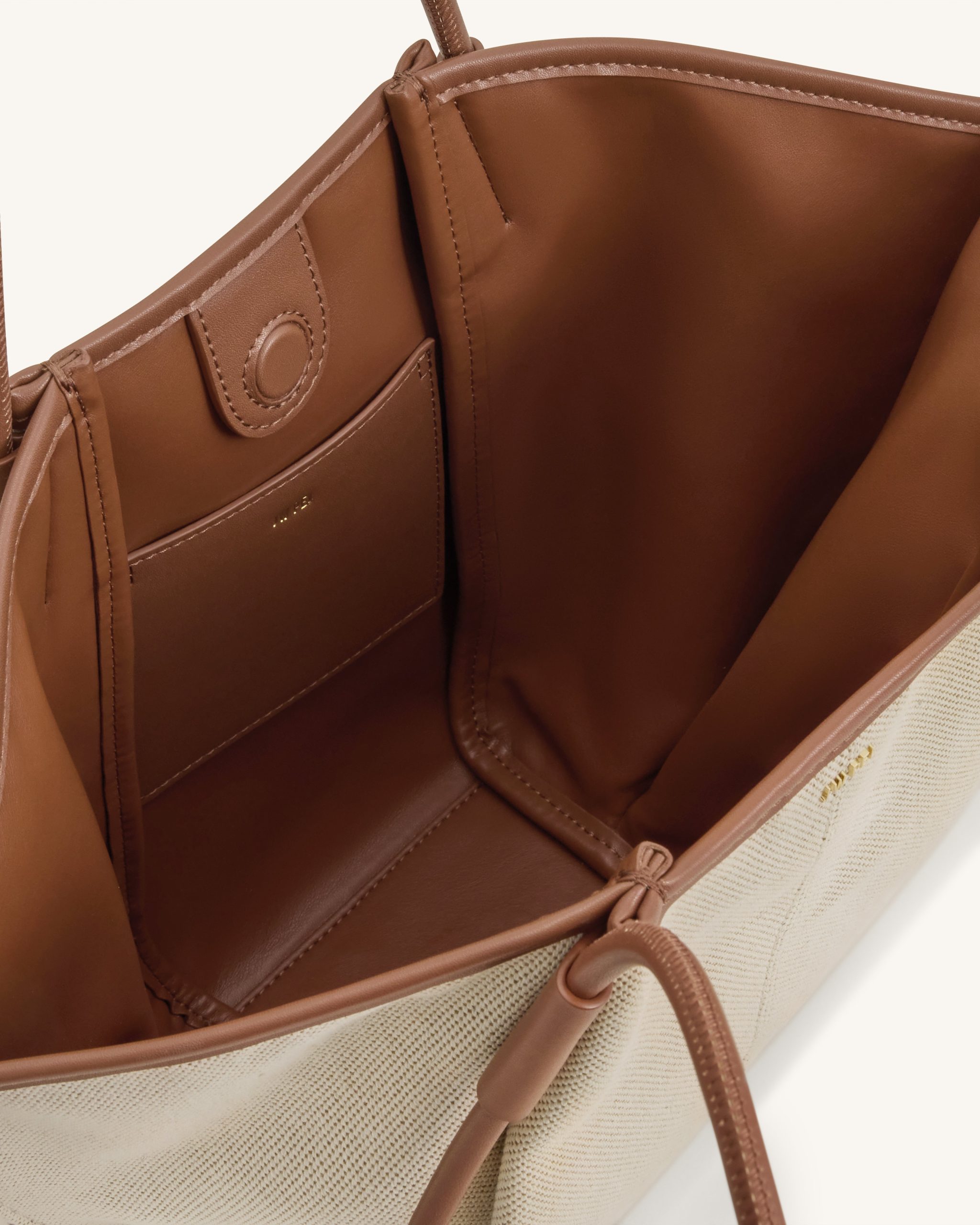 Nala Wide Tote Bag - Brown Canvas - Image 4