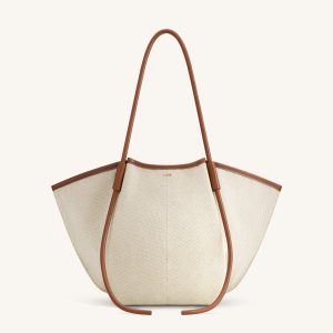 Nala Wide Tote Bag - Brown Canvas