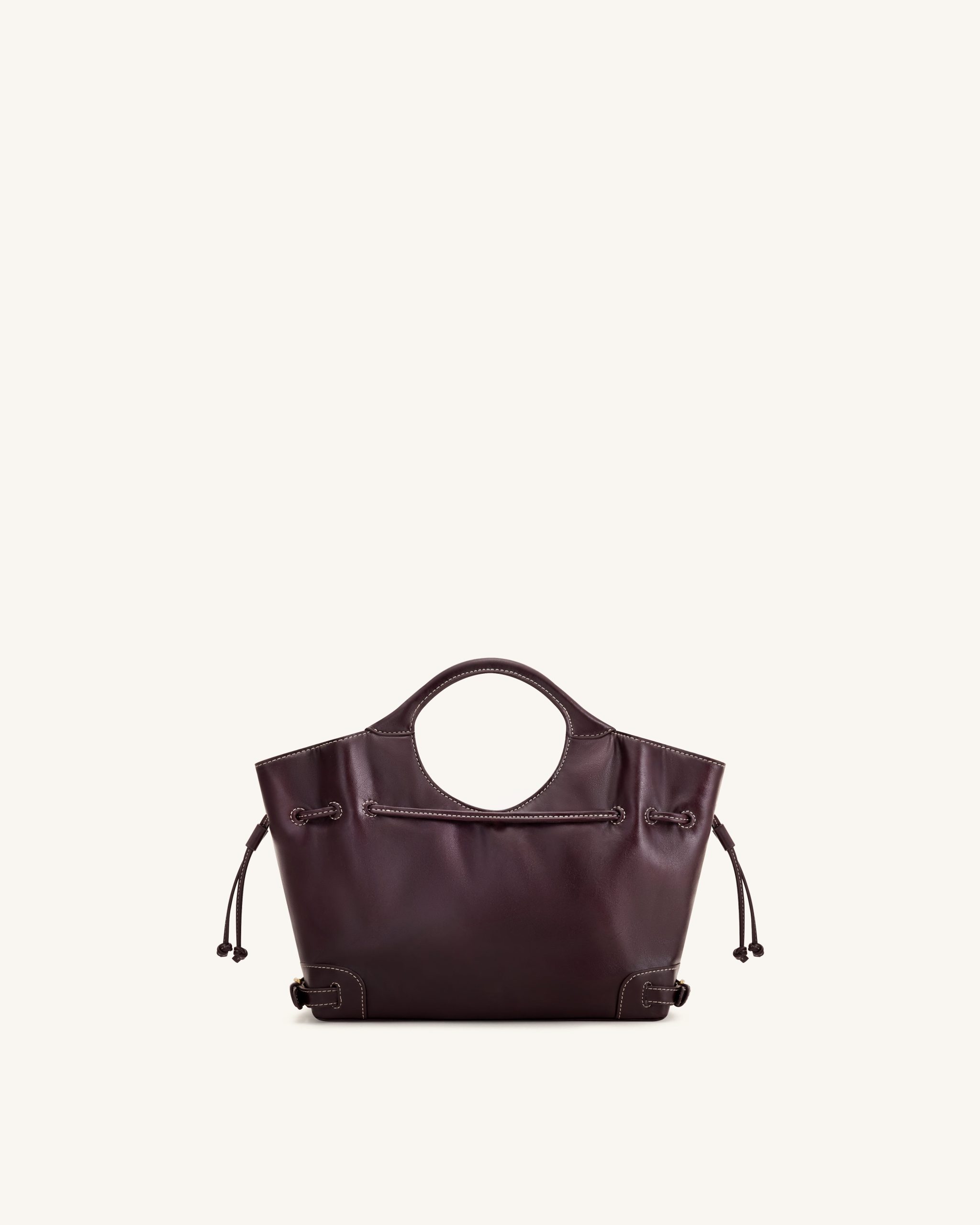 Virelle Waxed Vegan Leather Drawstring Tote Bag - Burgundy - Image 4