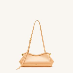 Naomi Satin Curved Shoulder Bag - Champagne Gold