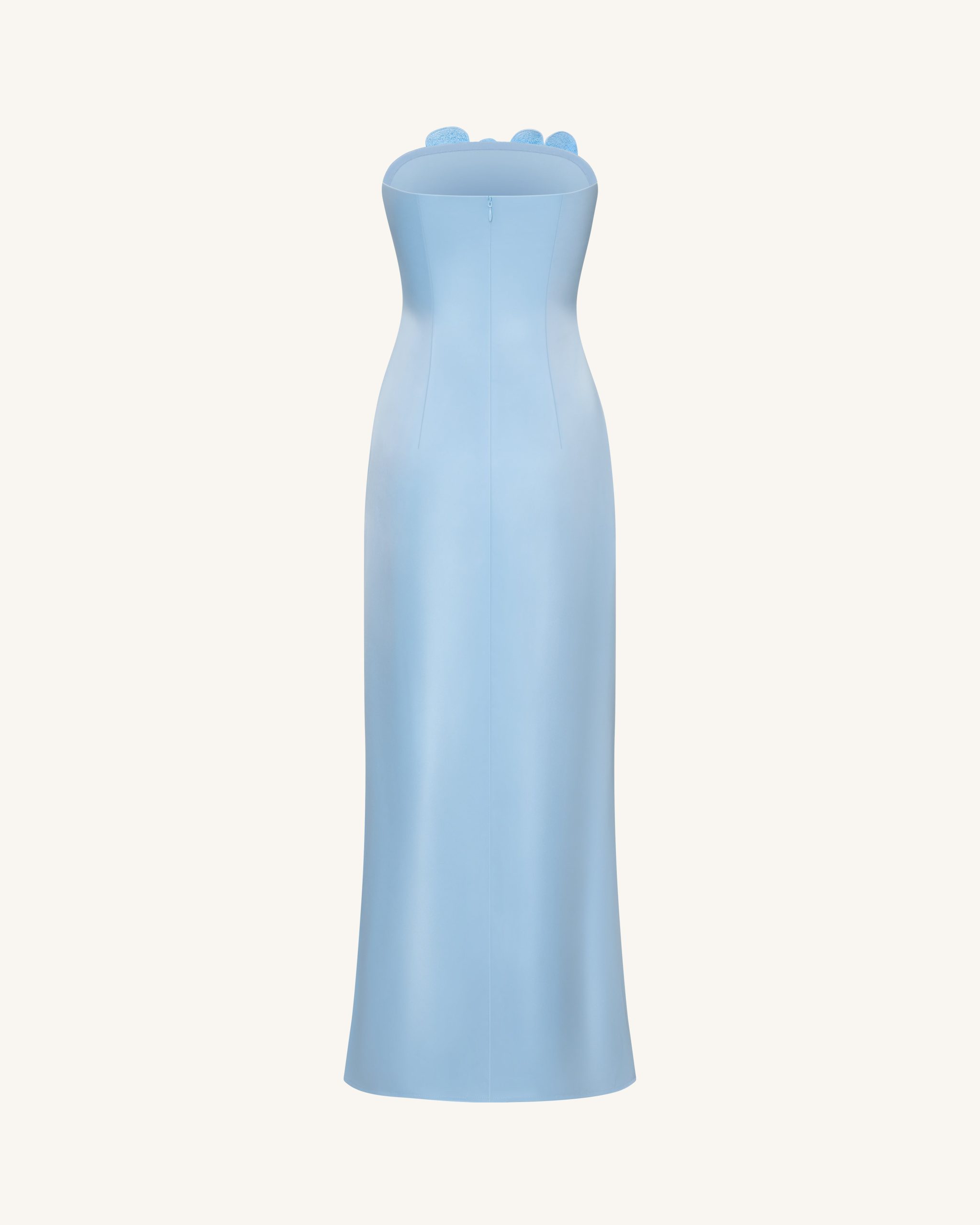 Floral Embroidered Long Dress - Blue - Image 4