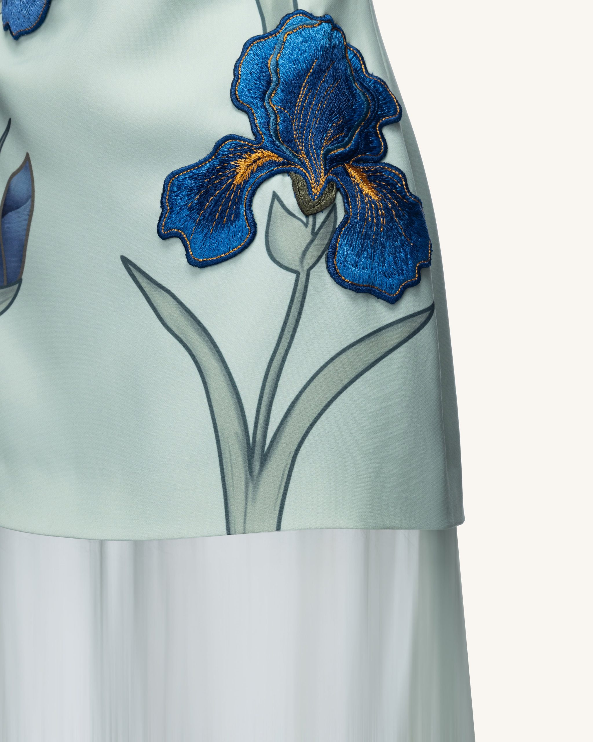 Iris Embroidered Strapless Sheer Overlay Maxi Dress - Sage Green - Image 4