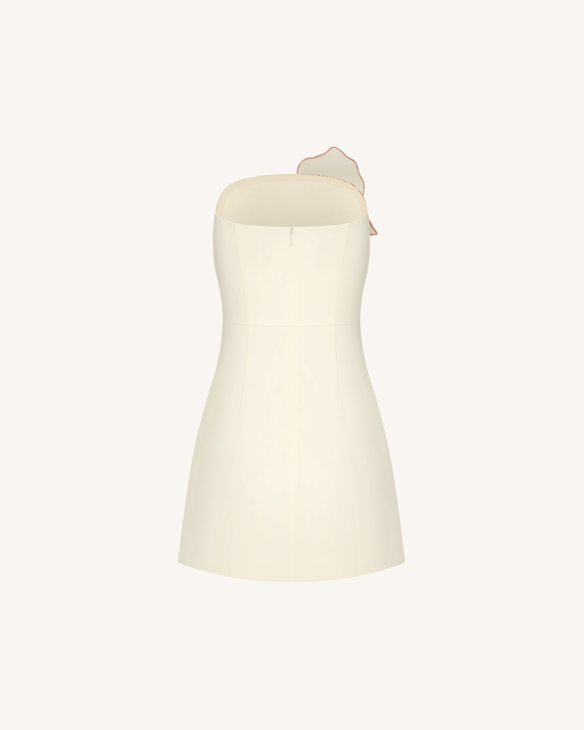 Slipper Orchid Appliqué Mini Dress - Ivory/Peach Pink - Image 4