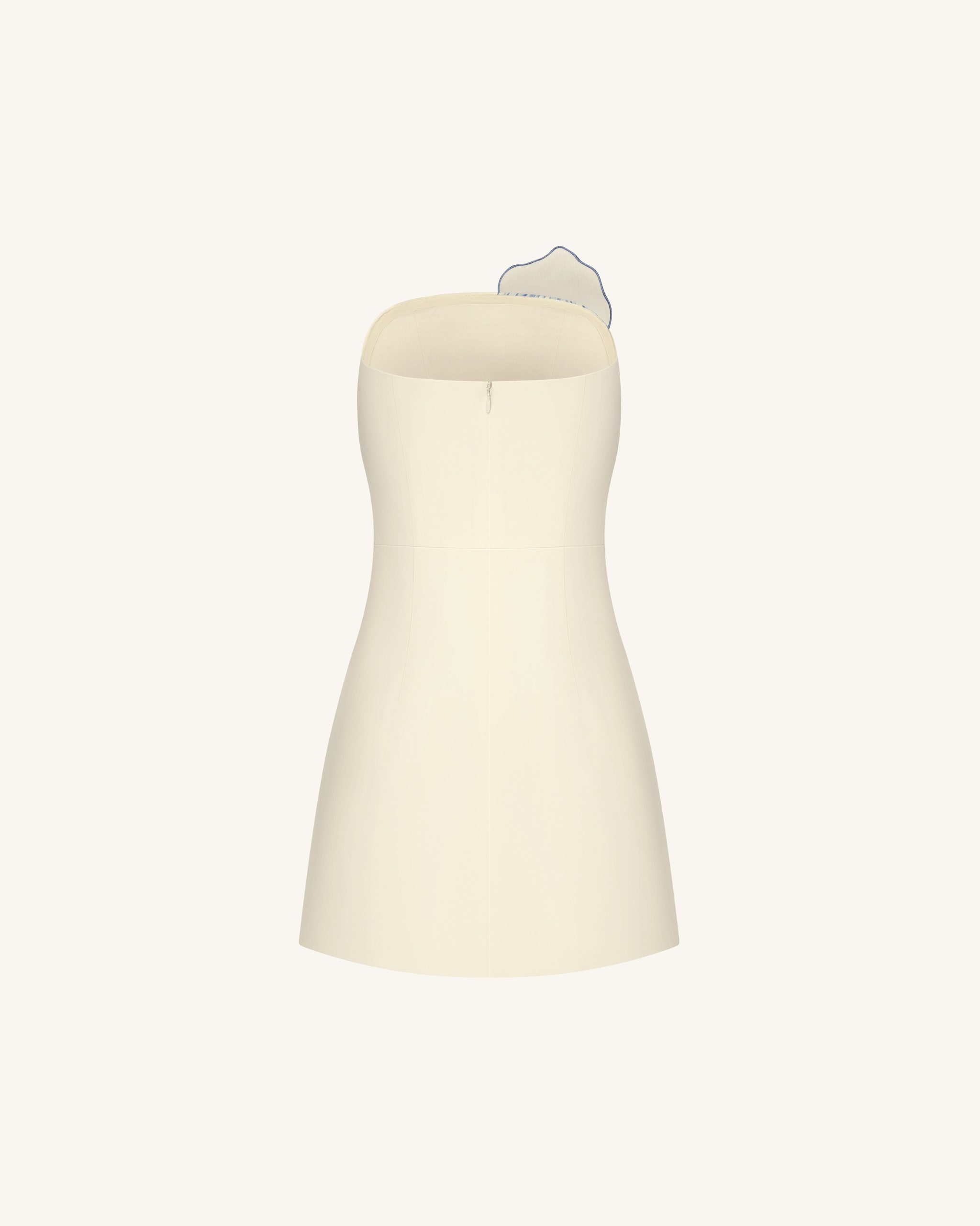 Slipper Orchid Appliqué Mini Dress - Ivory/Blue - Image 4