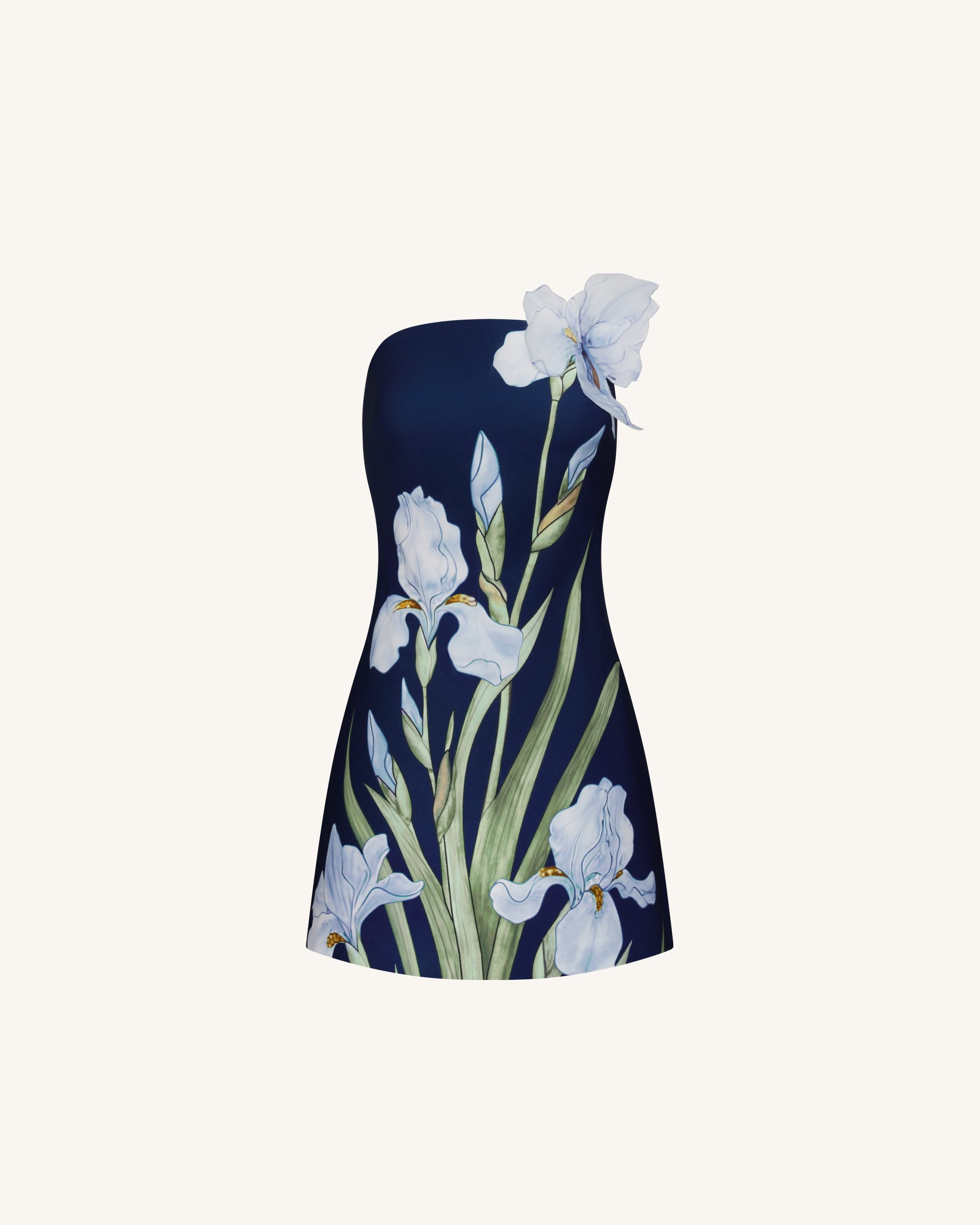 Floral Printed Mini Dress - Navy blue - Image 3
