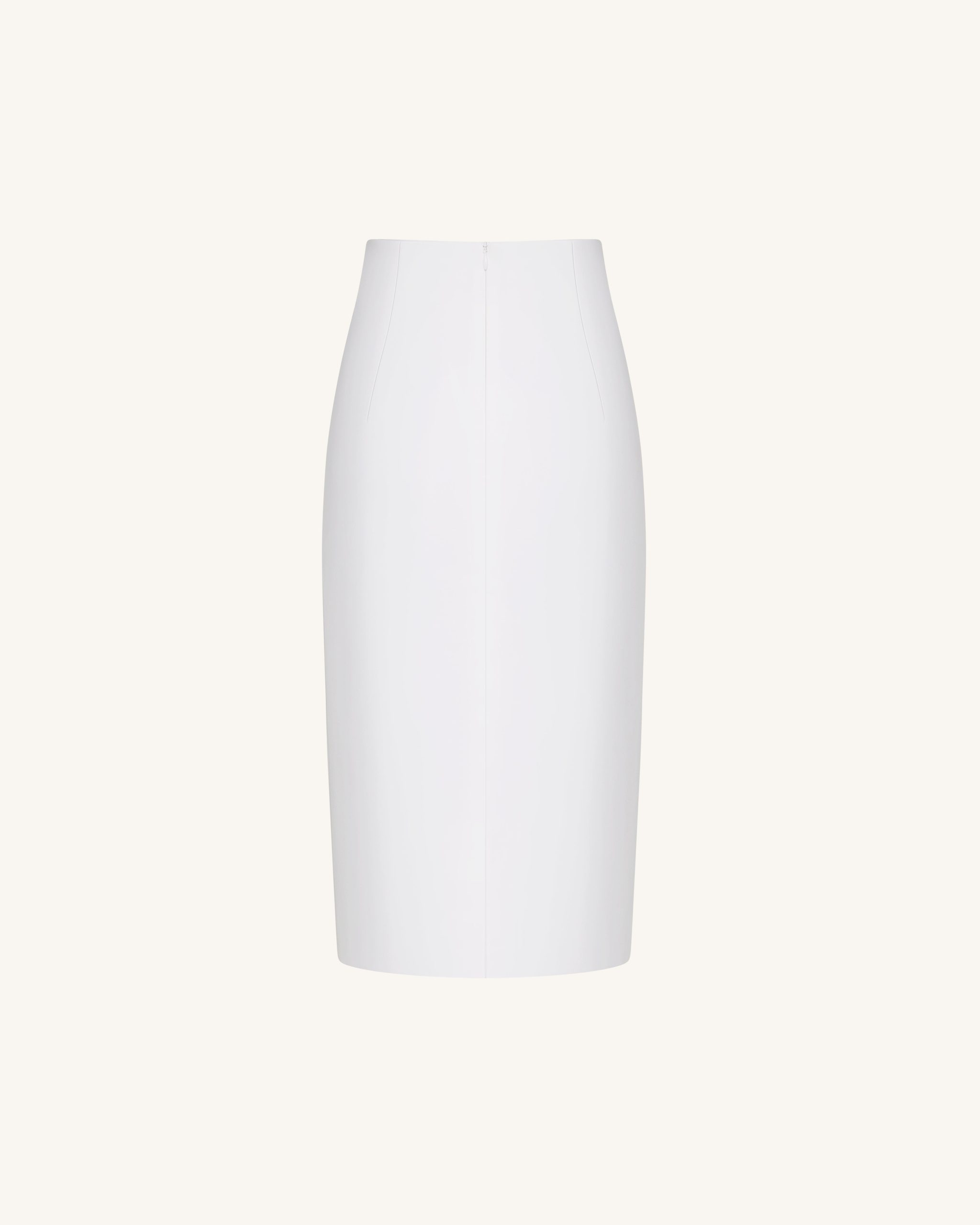 Iris Print High-Waisted Pencil Midi Skirt - White/Purple - Image 3