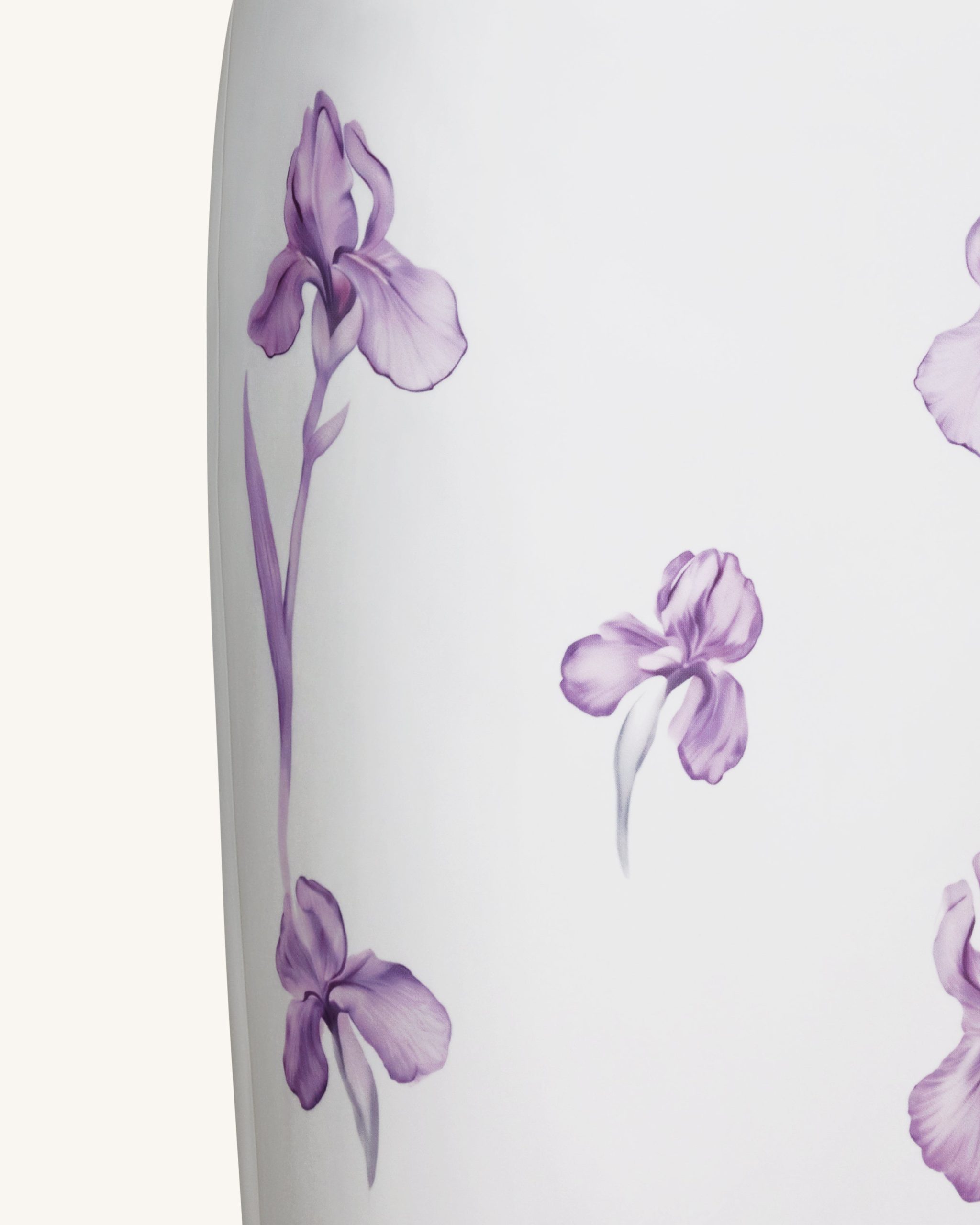 Iris Print High-Waisted Pencil Midi Skirt - White/Purple - Image 4
