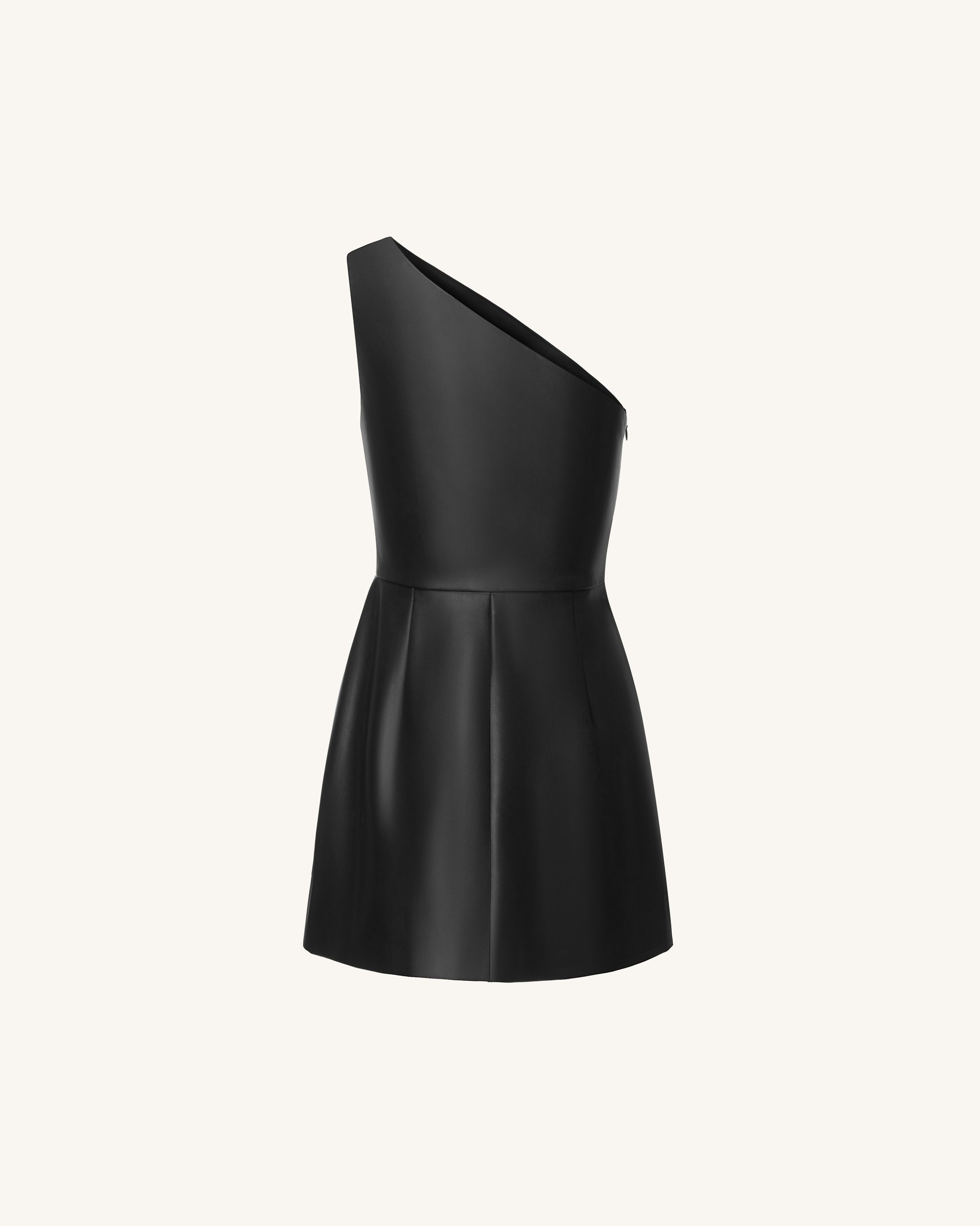 Iris Floral-Print One-Shoulder Leather Mini Dress - Black - Image 3
