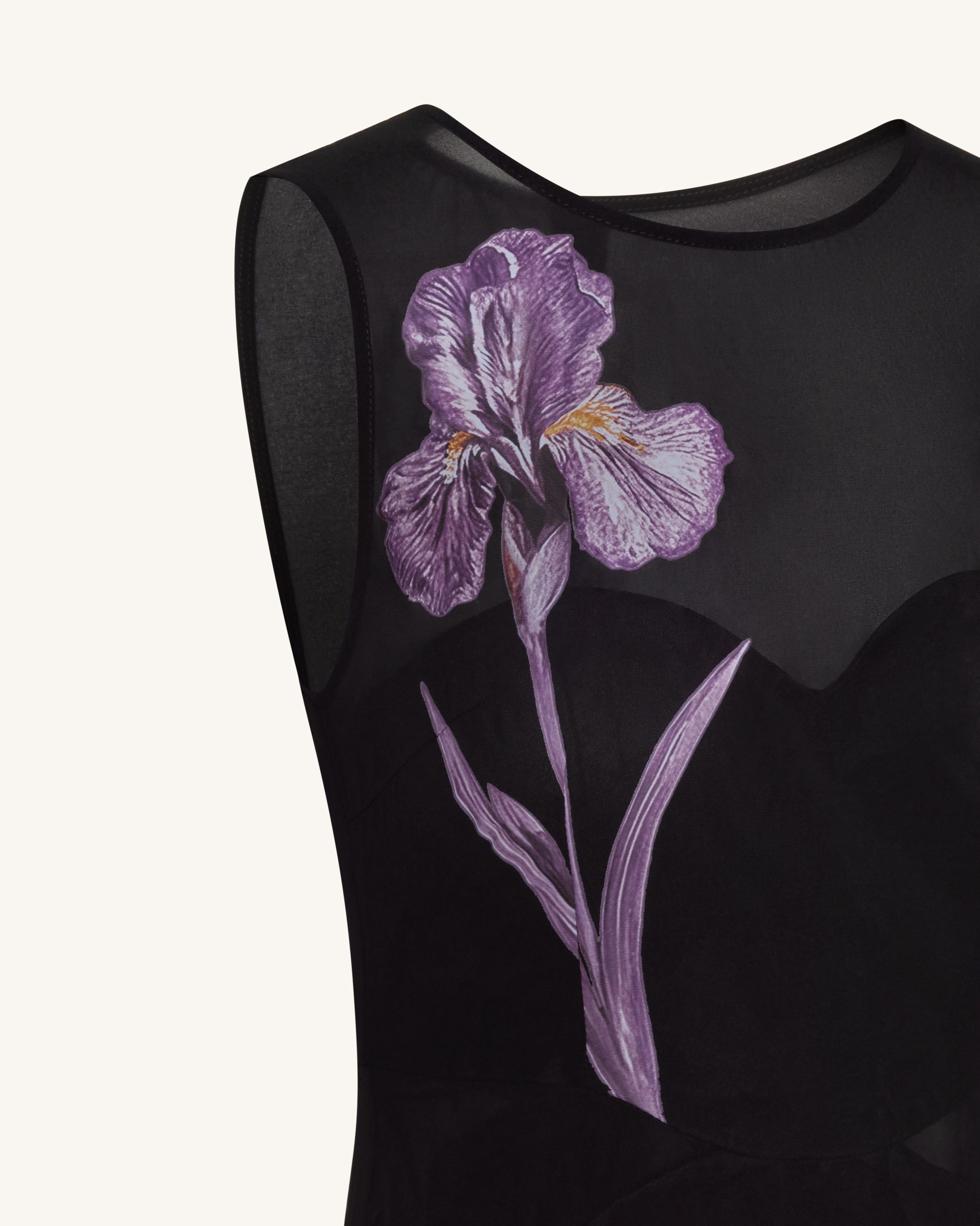 Sheer Floral Print Paneled Maxi Dress - Black - Image 5