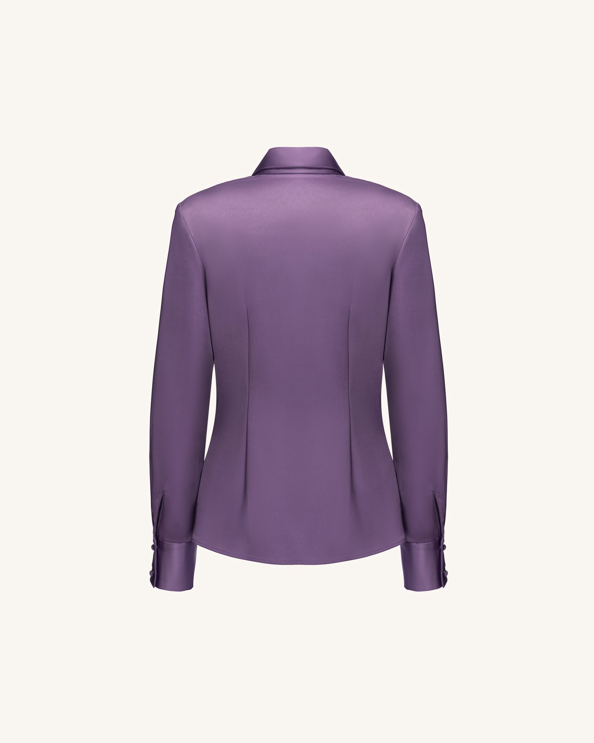 Satin Wrap V Neck Long Sleeve Blouse - Dusty Mauve - Image 3