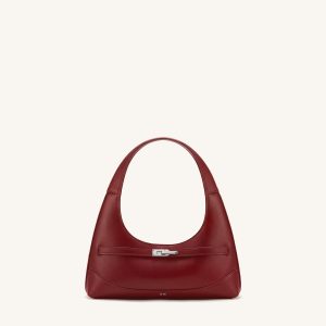Noelle Belted Shoulder Bag - Deep Burgundy