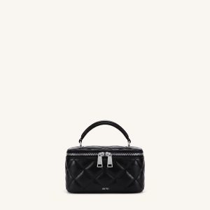Vivienne Quilted Vanity Top Handle Bag - Black