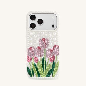 Tulip Faux Pearl Phone Case - White