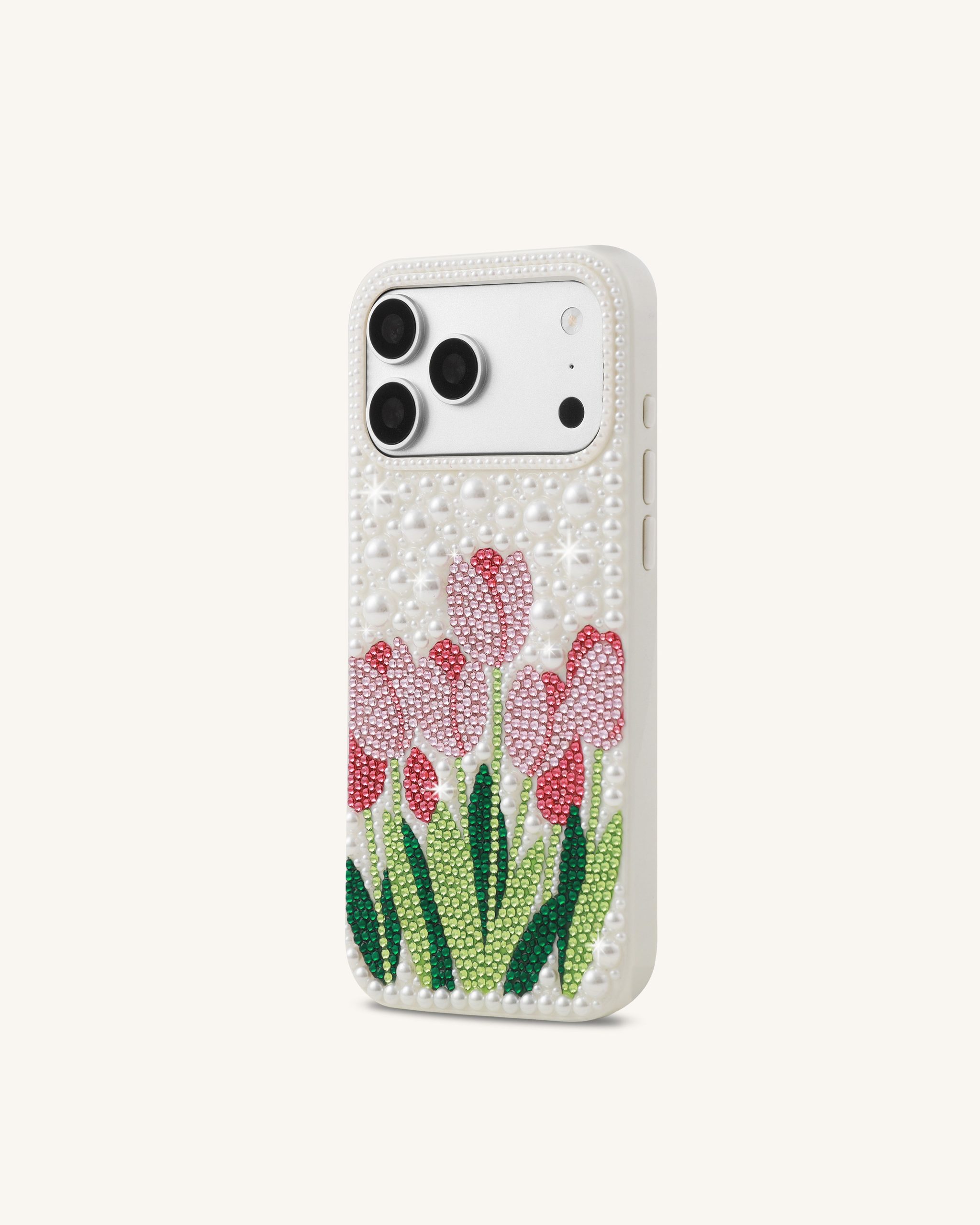 Tulip Faux Pearl Phone Case - White - Image 2