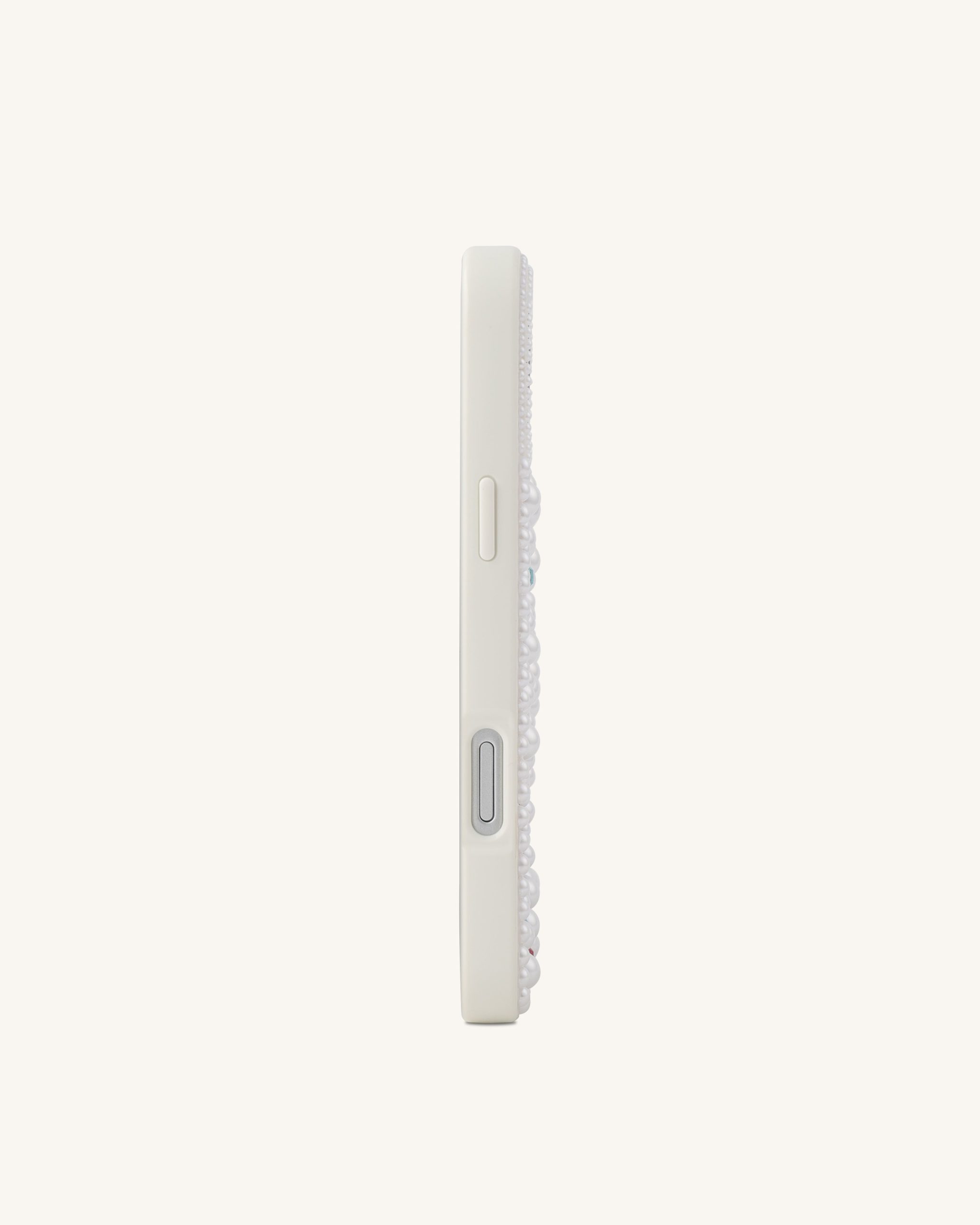 Pearl-Embellished Playful Cats Phone Case - White - Image 3