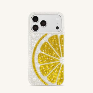 Lemon Slice Faux Pearl Phone Case - White