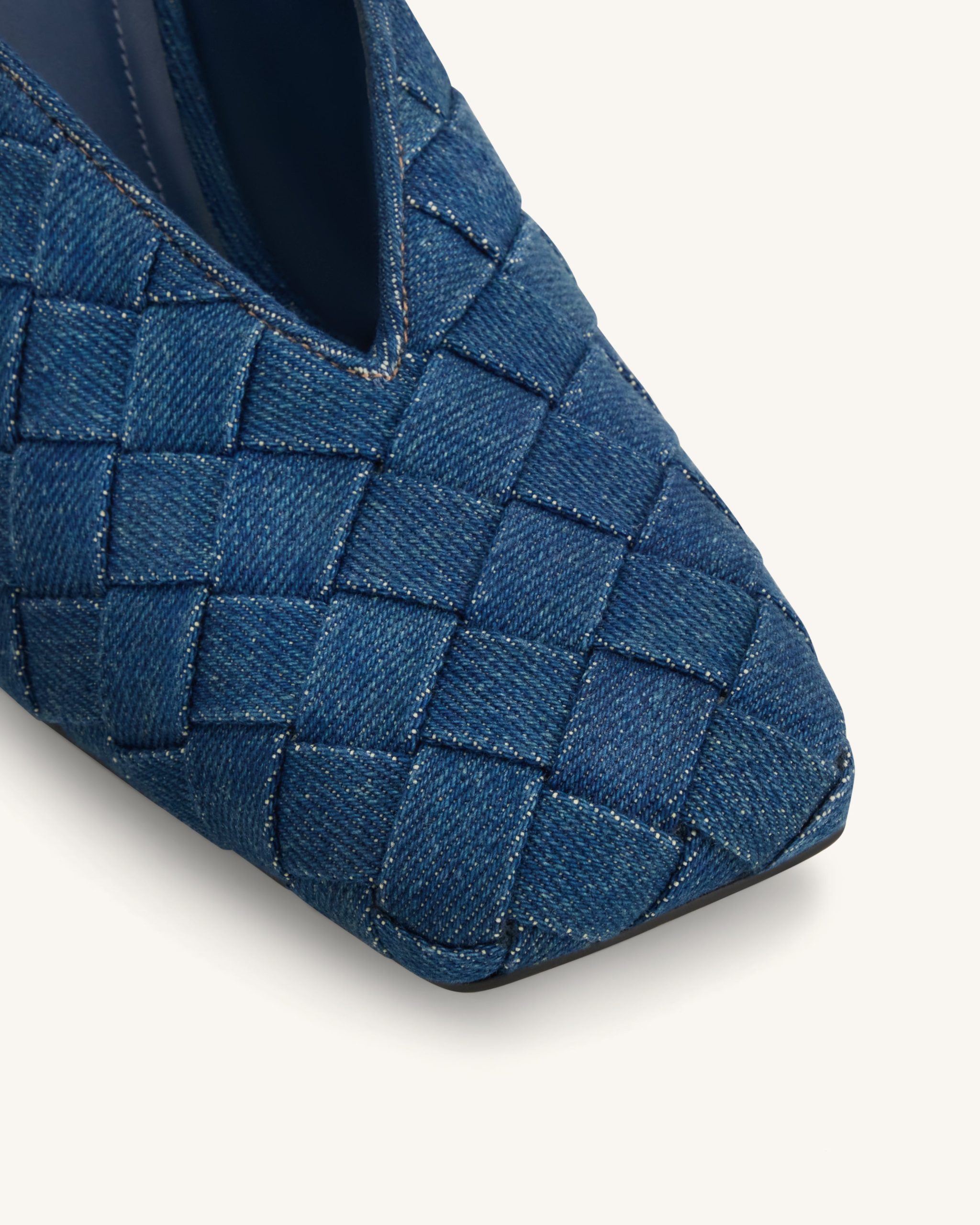 Ellie Woven Square-Toe Mule Heels - Denim Blue - Image 5