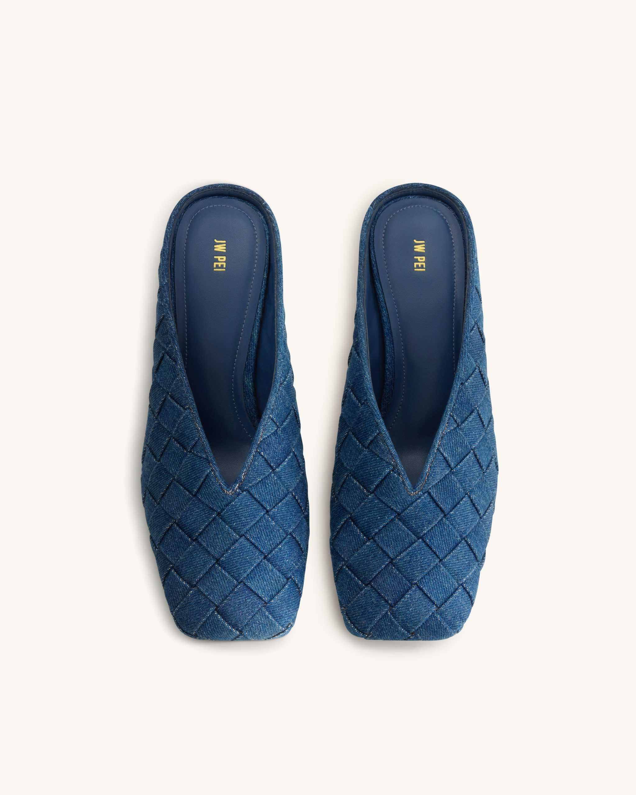 Ellie Woven Square-Toe Mule Heels - Denim Blue - Image 3