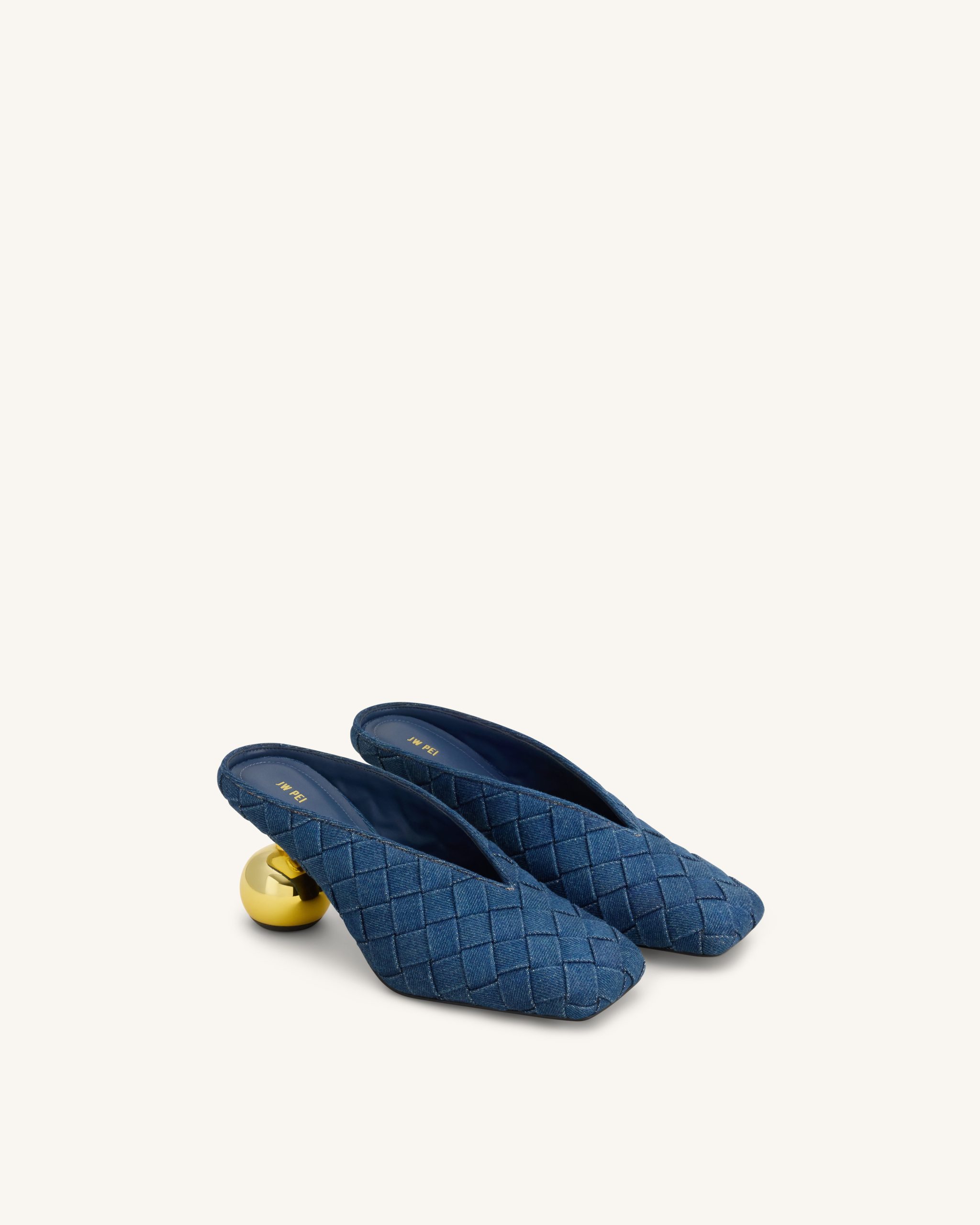 Ellie Woven Square-Toe Mule Heels - Denim Blue - Image 2
