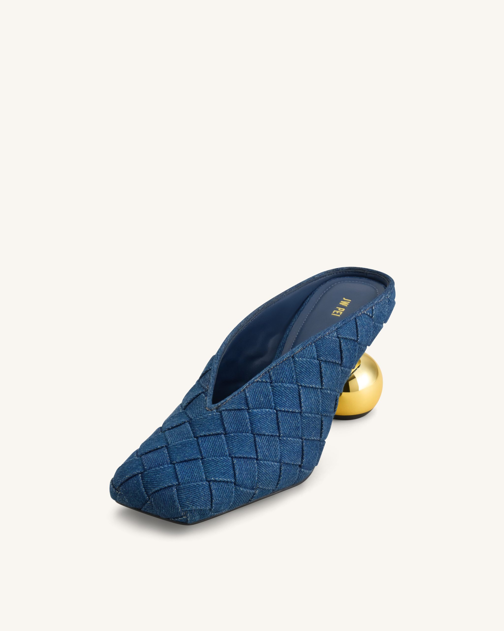 Ellie Woven Square-Toe Mule Heels - Denim Blue - Image 6