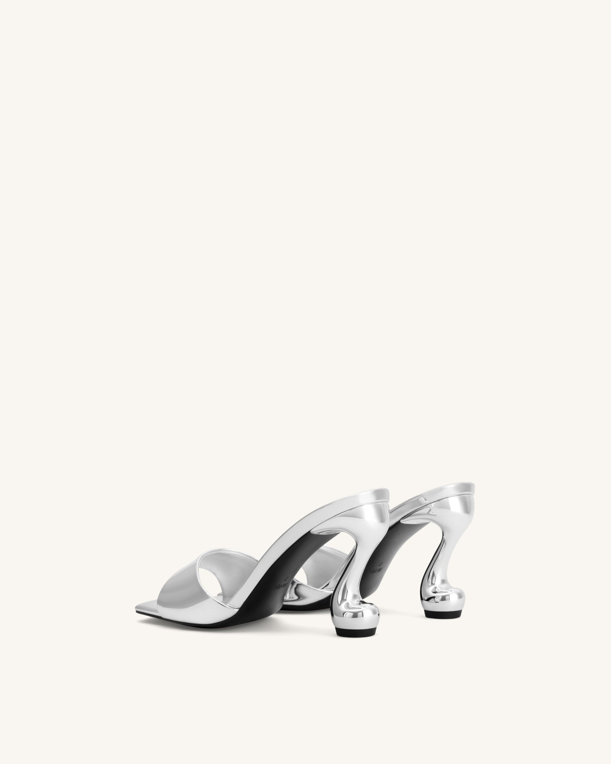 Hannah Metallic Faux Leather Mule Heels - Silver - Image 4