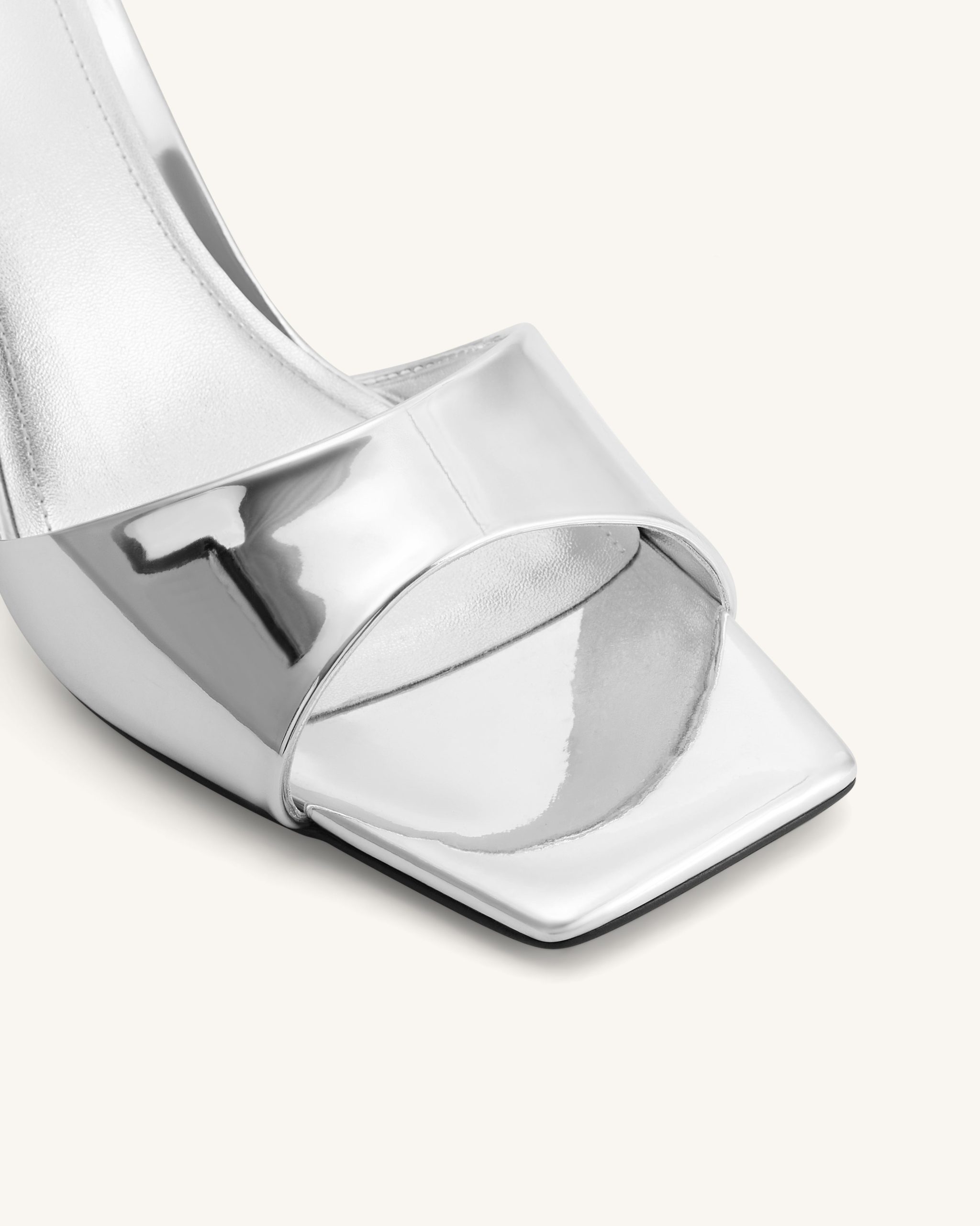 Hannah Metallic Faux Leather Mule Heels - Silver - Image 5