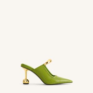 Sofia Metal Accent Sphere Heel Mules - Green