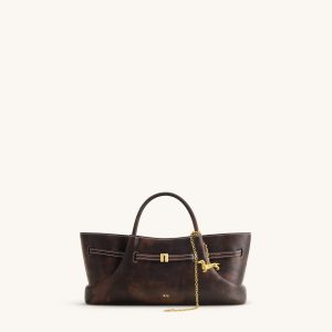 Maeve Dachshund Metal Charm Tote Bag - Deep Coffee