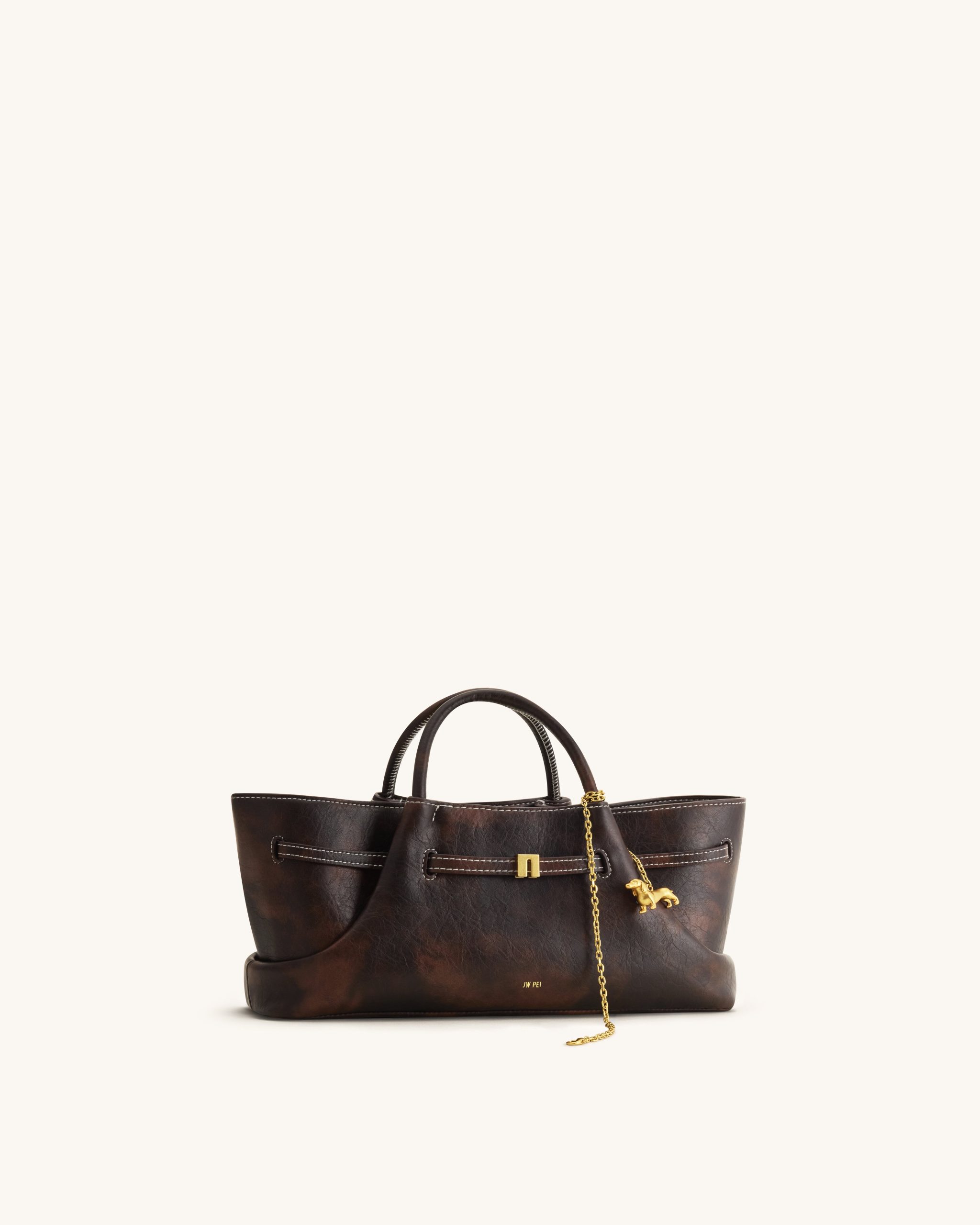 Maeve Dachshund Metal Charm Tote Bag - Deep Coffee - Image 4
