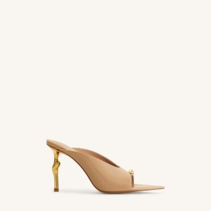 Noemi Pointed-Toe Mule Heels - Khaki