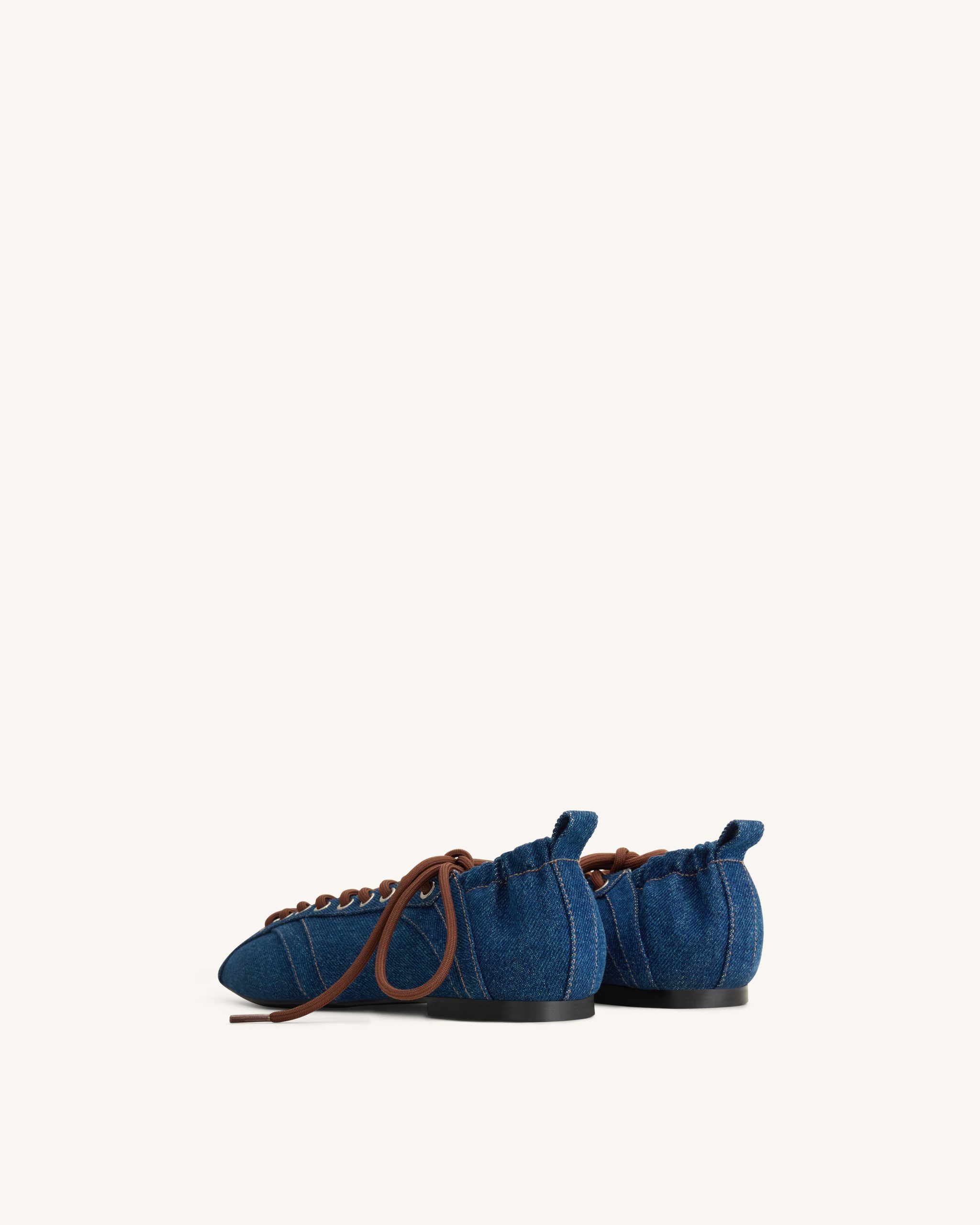 Ava Lace-Up Flats - Denim Blue - Image 4