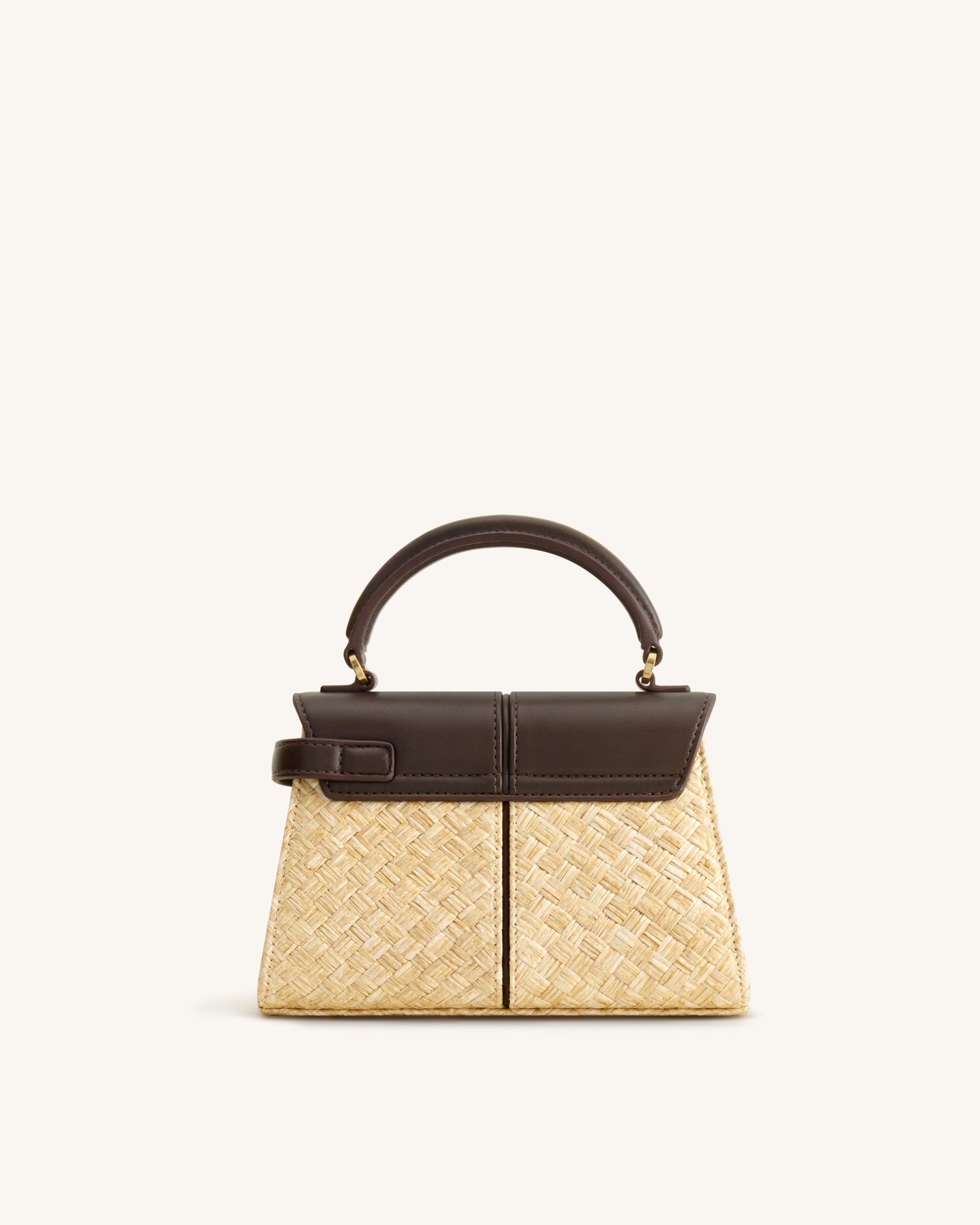 Elise Faux Straw Handbag - Brown - Image 3