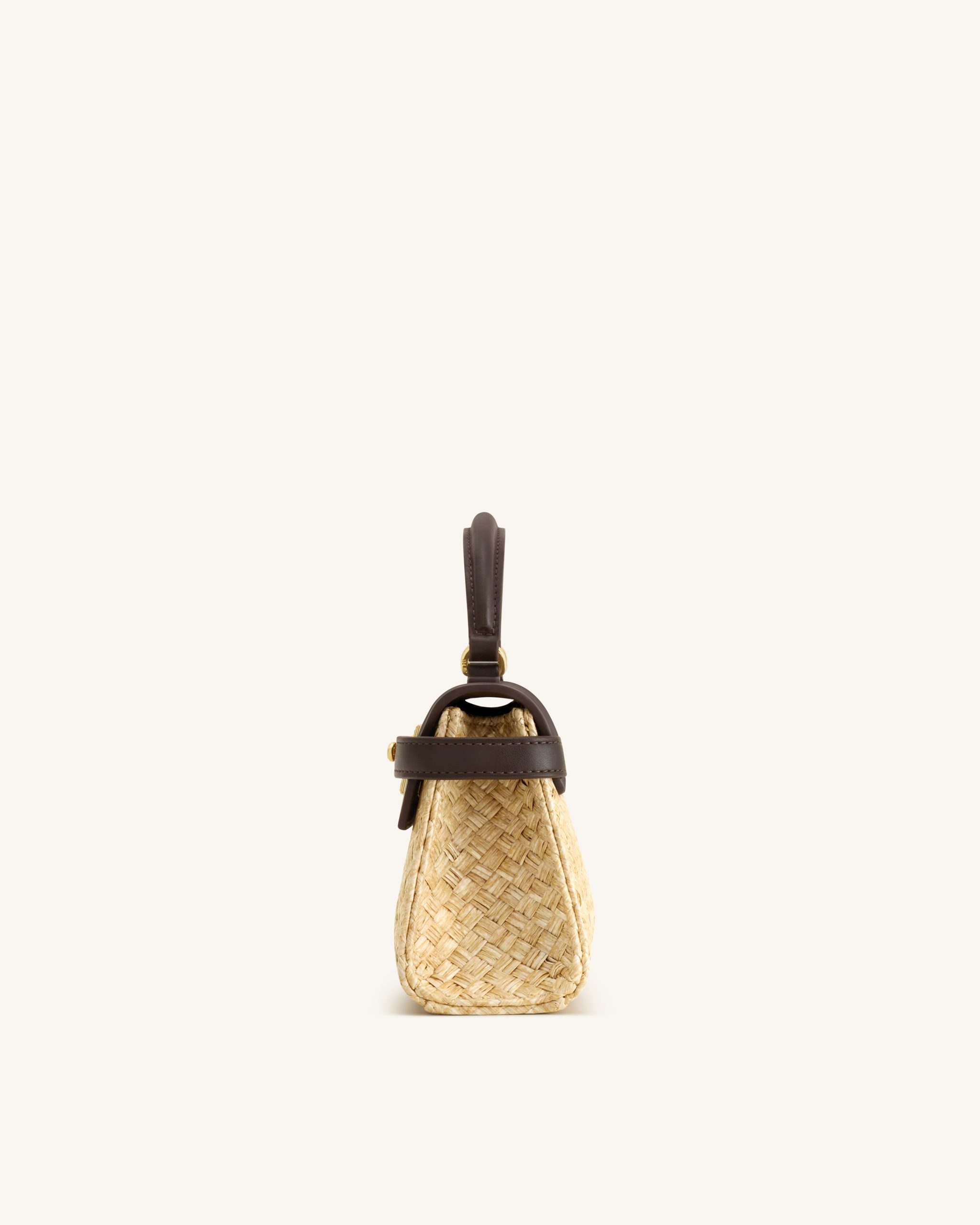 Elise Faux Straw Handbag - Brown - Image 4