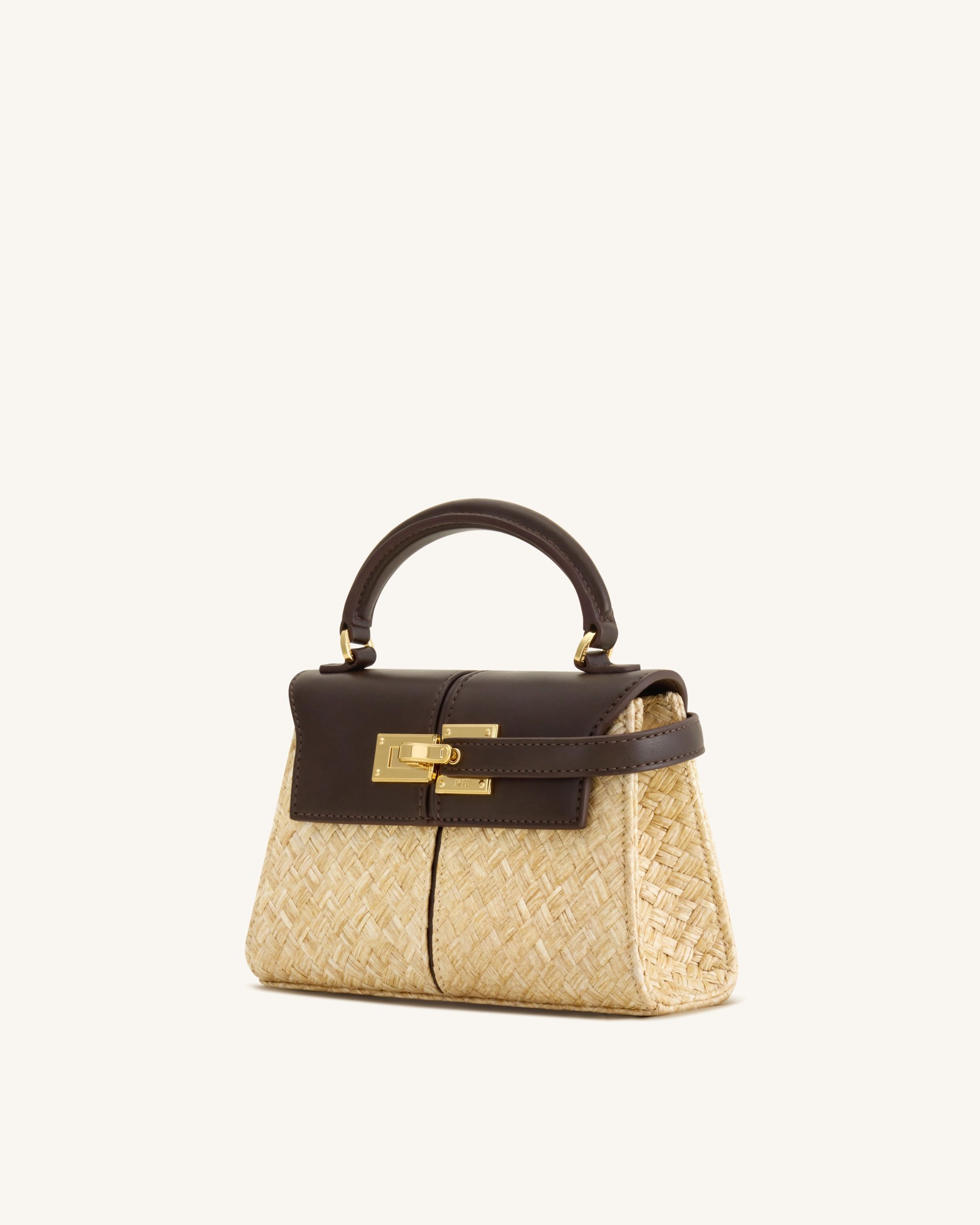 Elise Faux Straw Handbag - Brown - Image 2