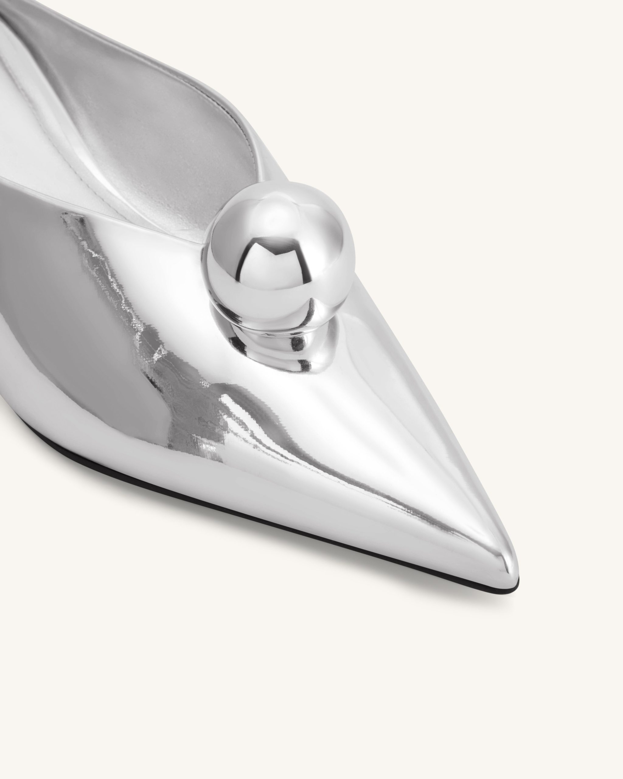 Helena Gold Sphere Pointed Toe Mules - Silver - Image 5