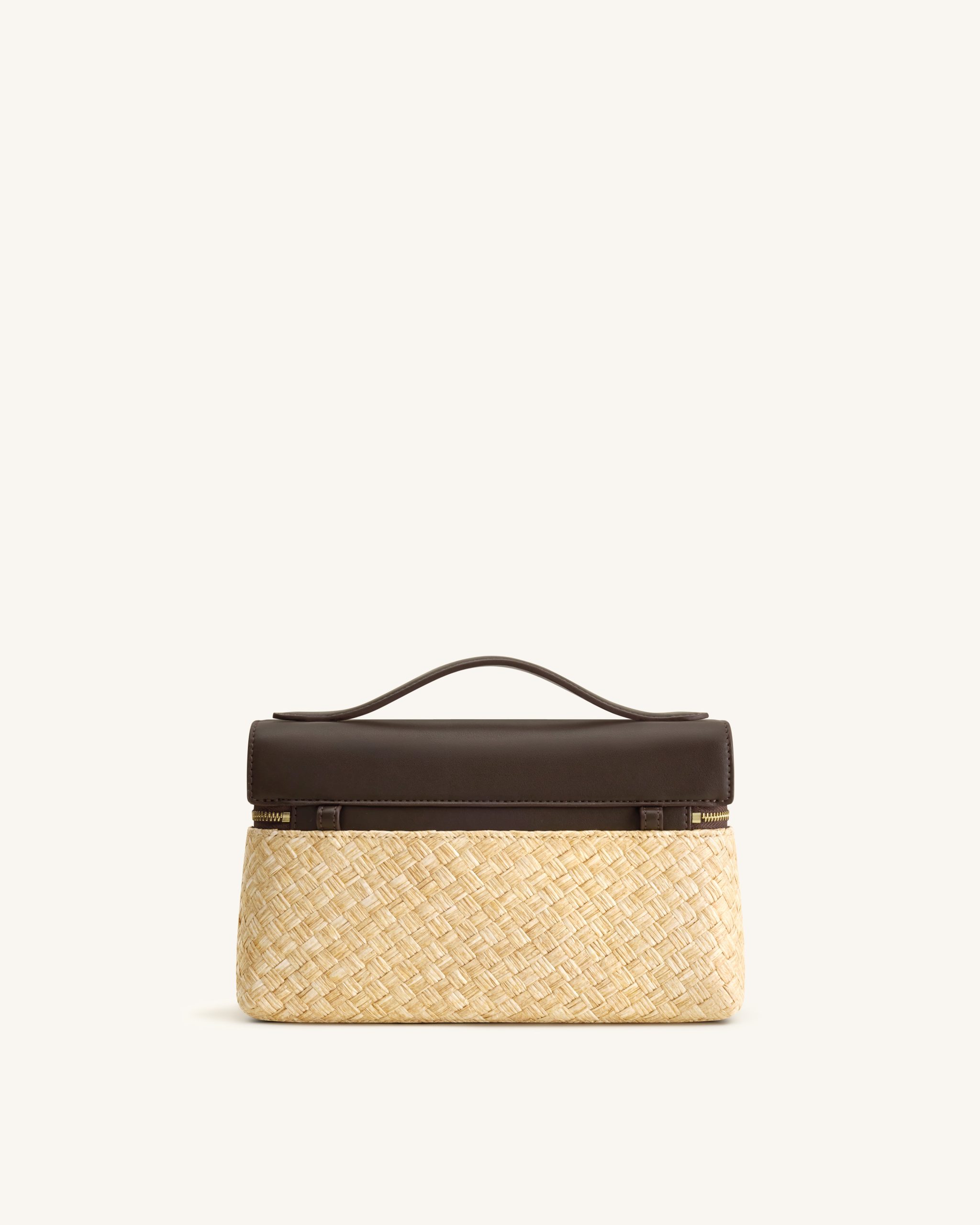 Thea Faux Straw Top Handle Bag - Brown - Image 3