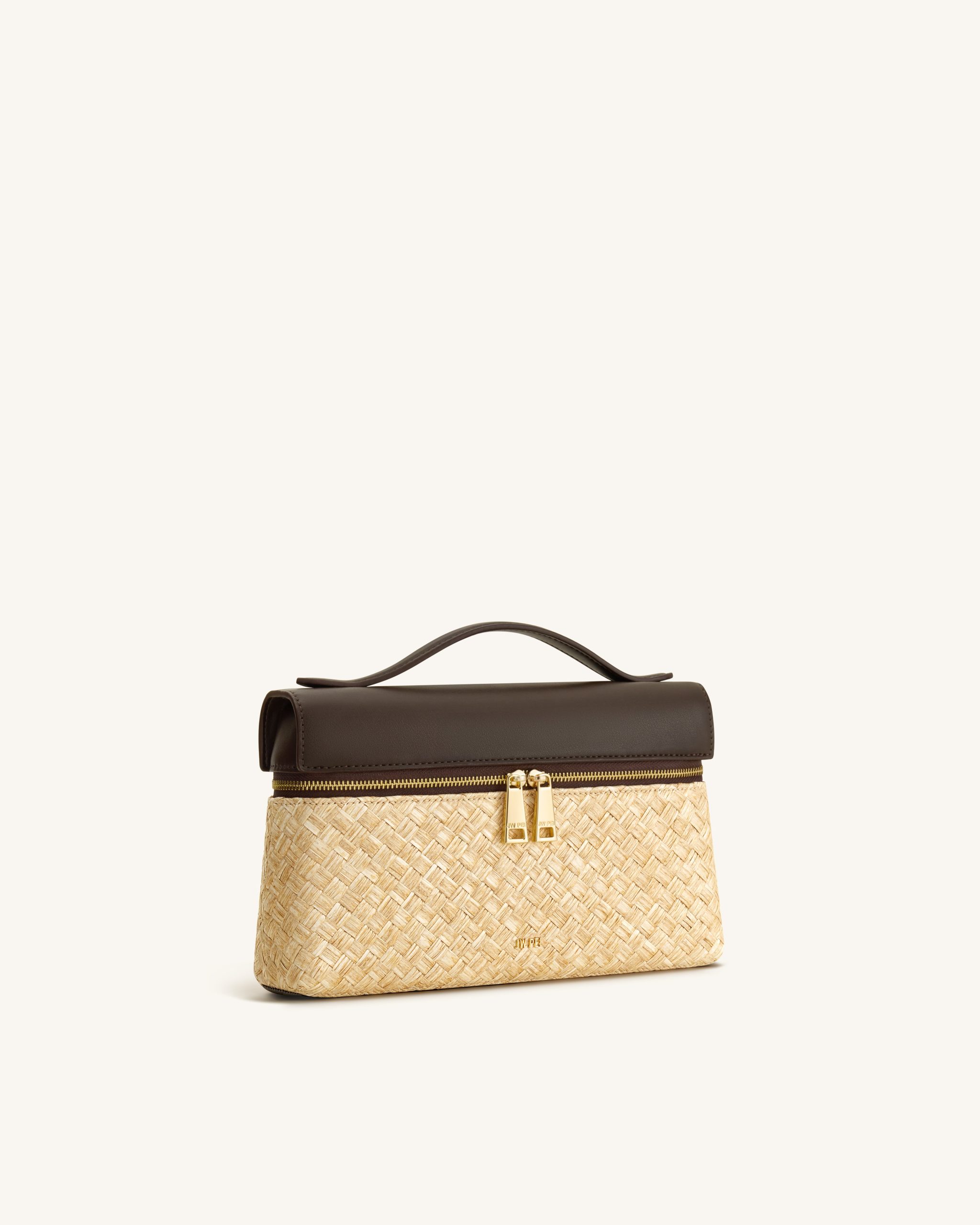 Thea Faux Straw Top Handle Bag - Brown - Image 2