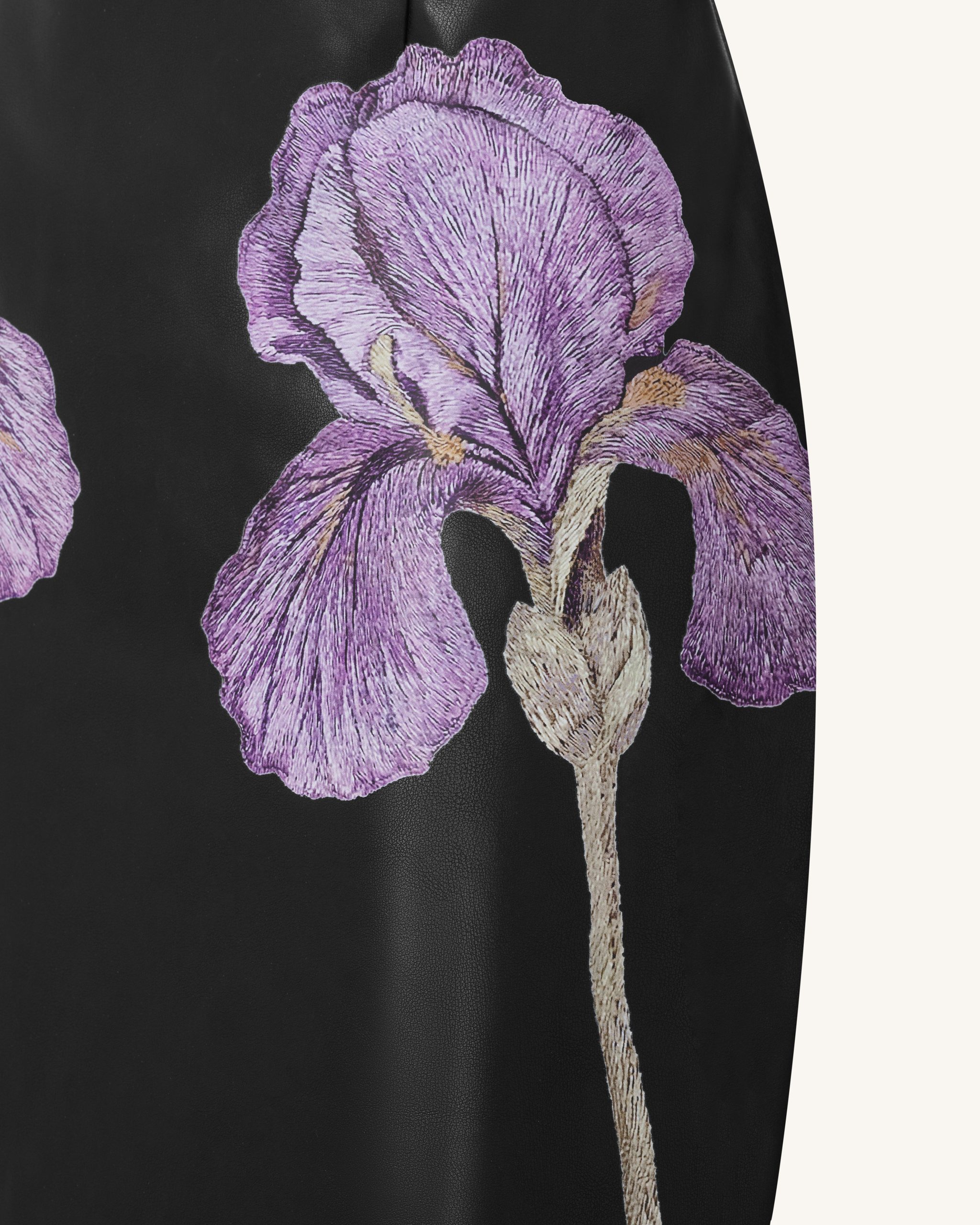 Iris Floral-Print Strappy Corset Leather Maxi Dress - Black - Image 4