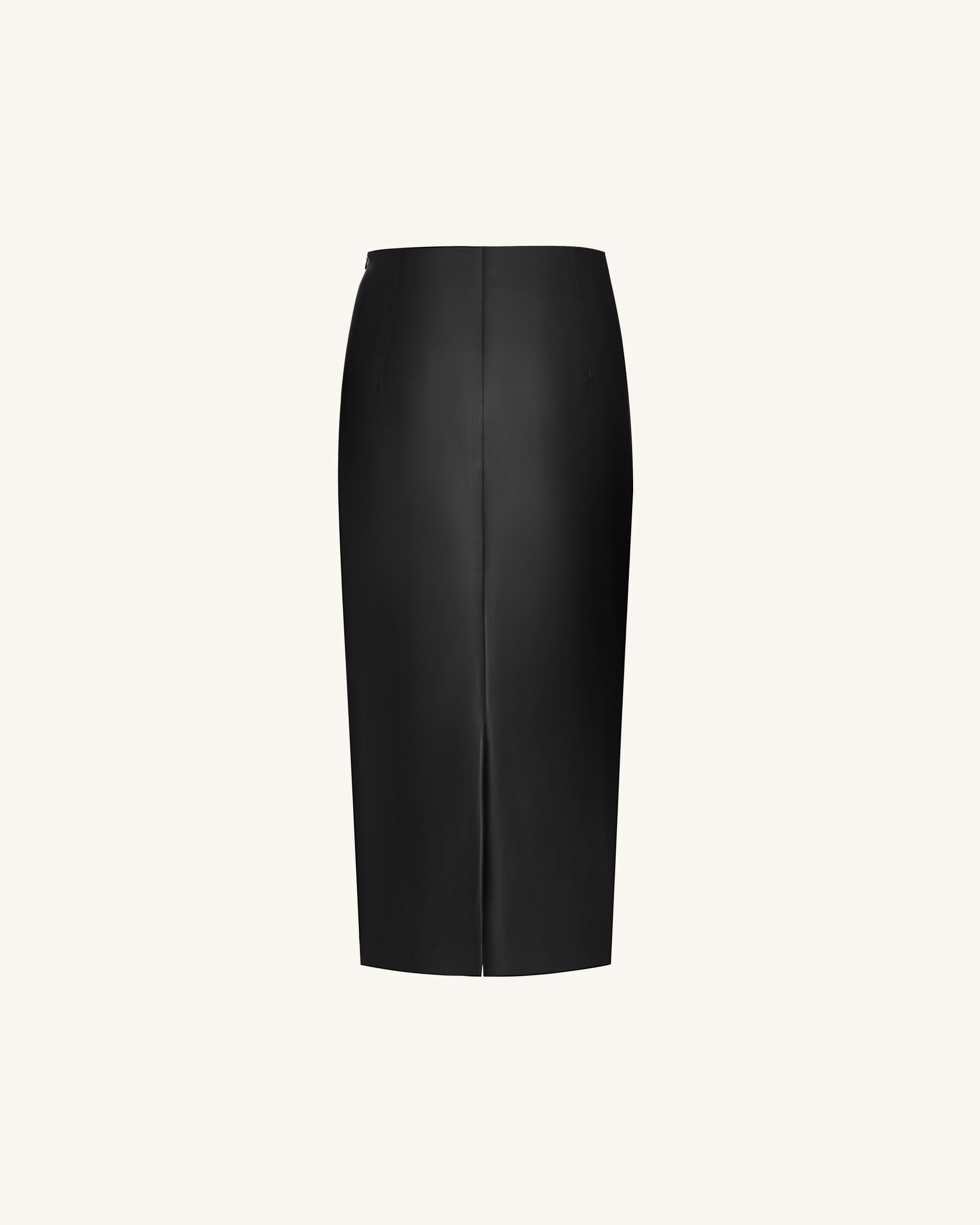 Iris Floral-Print High Waist Pencil Leather Midi Skirt - Black - Image 5