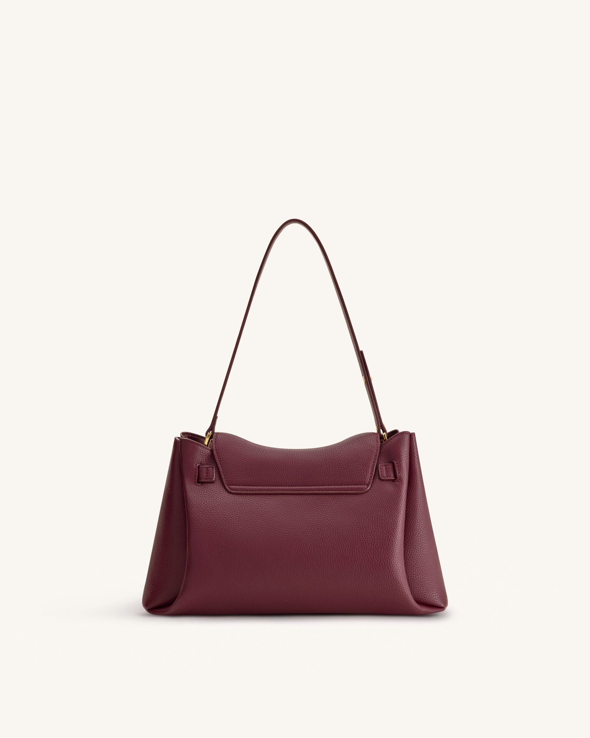 Rhea Pebbled Double Buckle Shoulder Bag - Dark Burgundy - Image 3