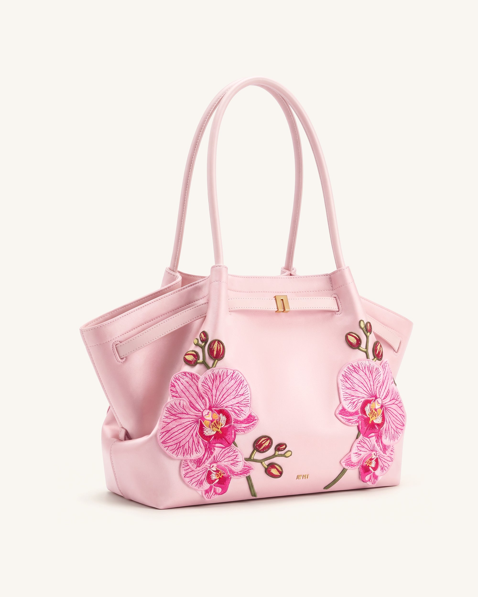 Hana Large Orchid Embroidered Tote Bag - Pink - Image 2