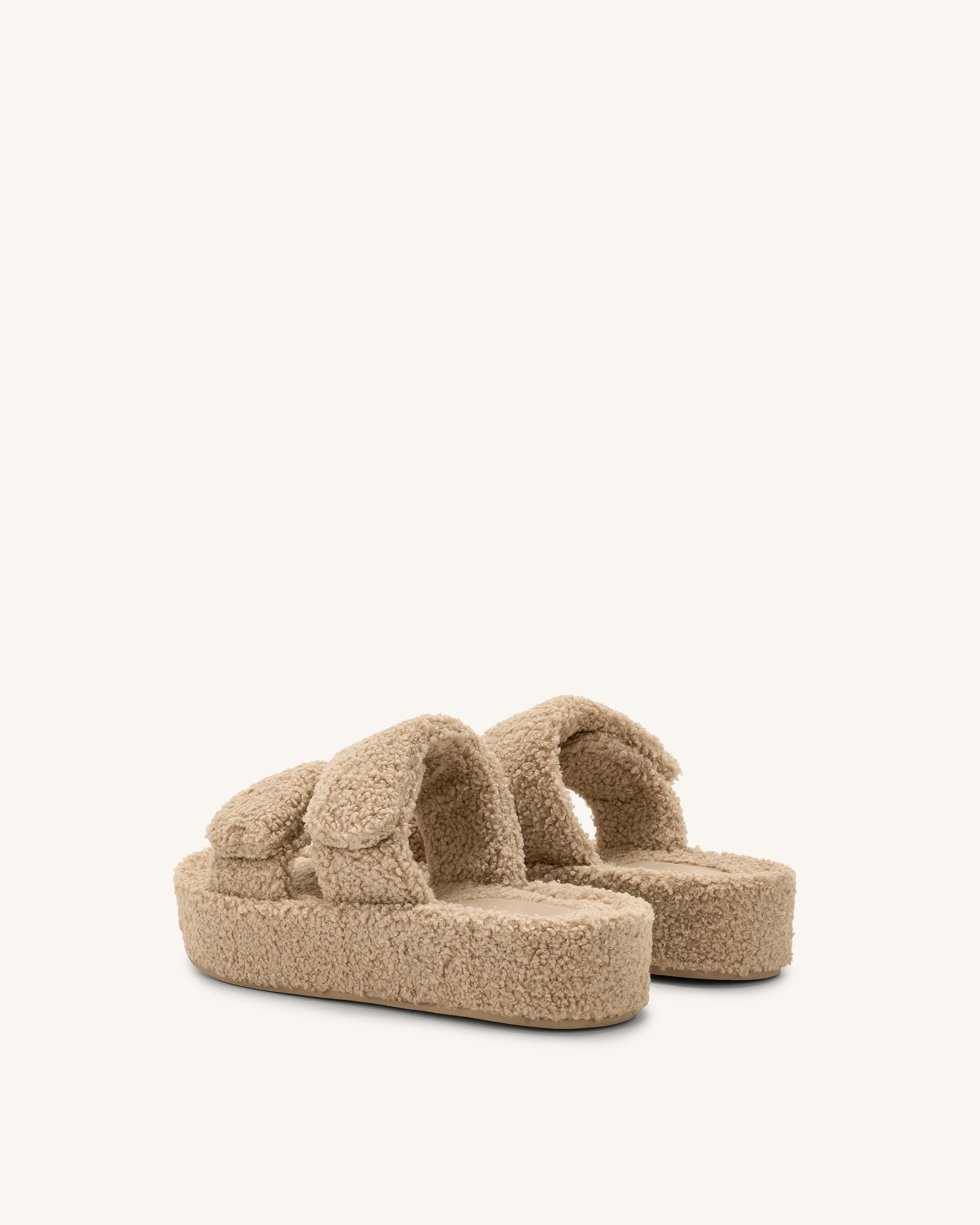 Lexi Faux Fur Platform Sandal - Beige - Image 4
